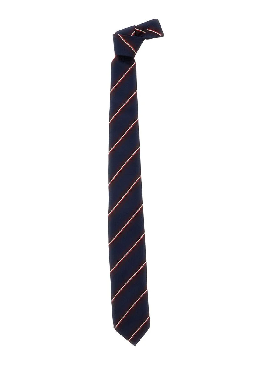 DSQUARED2 Blue Tie With All-Over Striped Motif In Silk Man - 1
