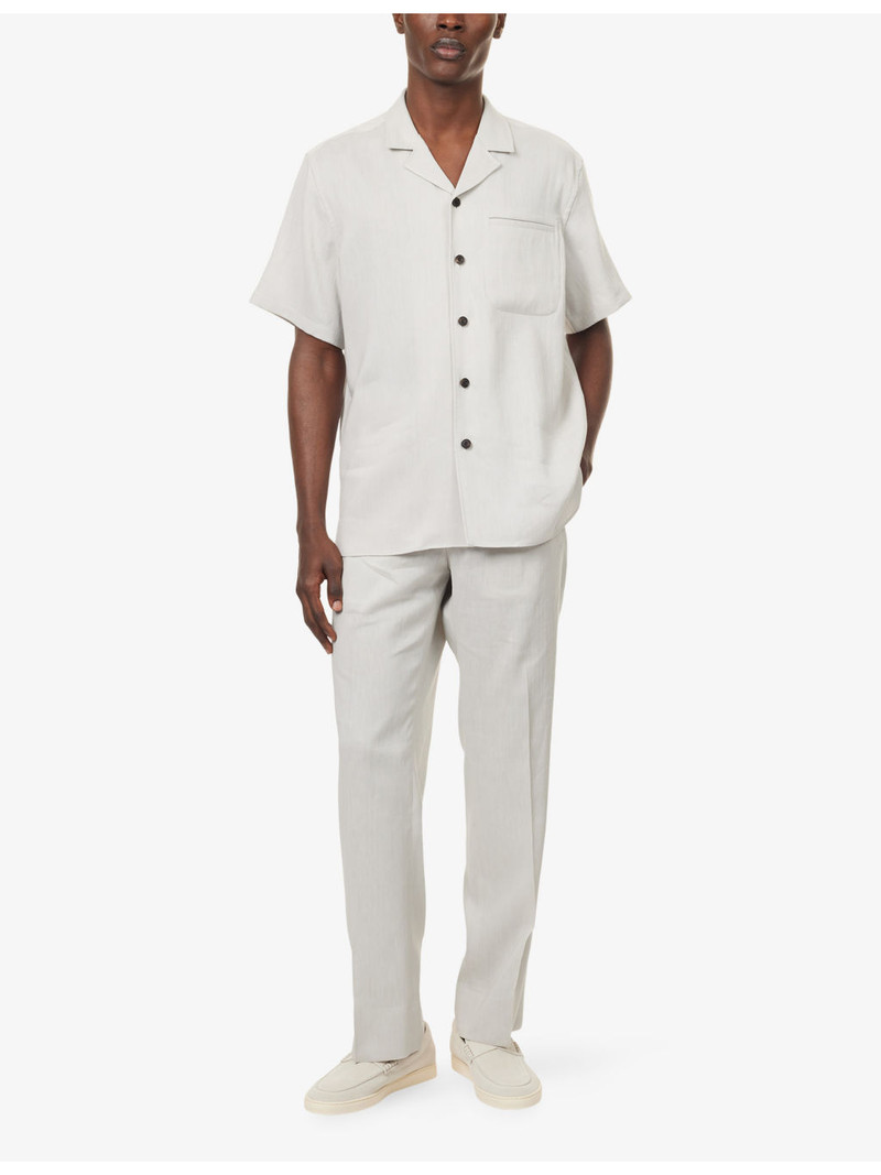 CORNELIANI Short-Sleeve Linen And Wool Blend Shirt outlook