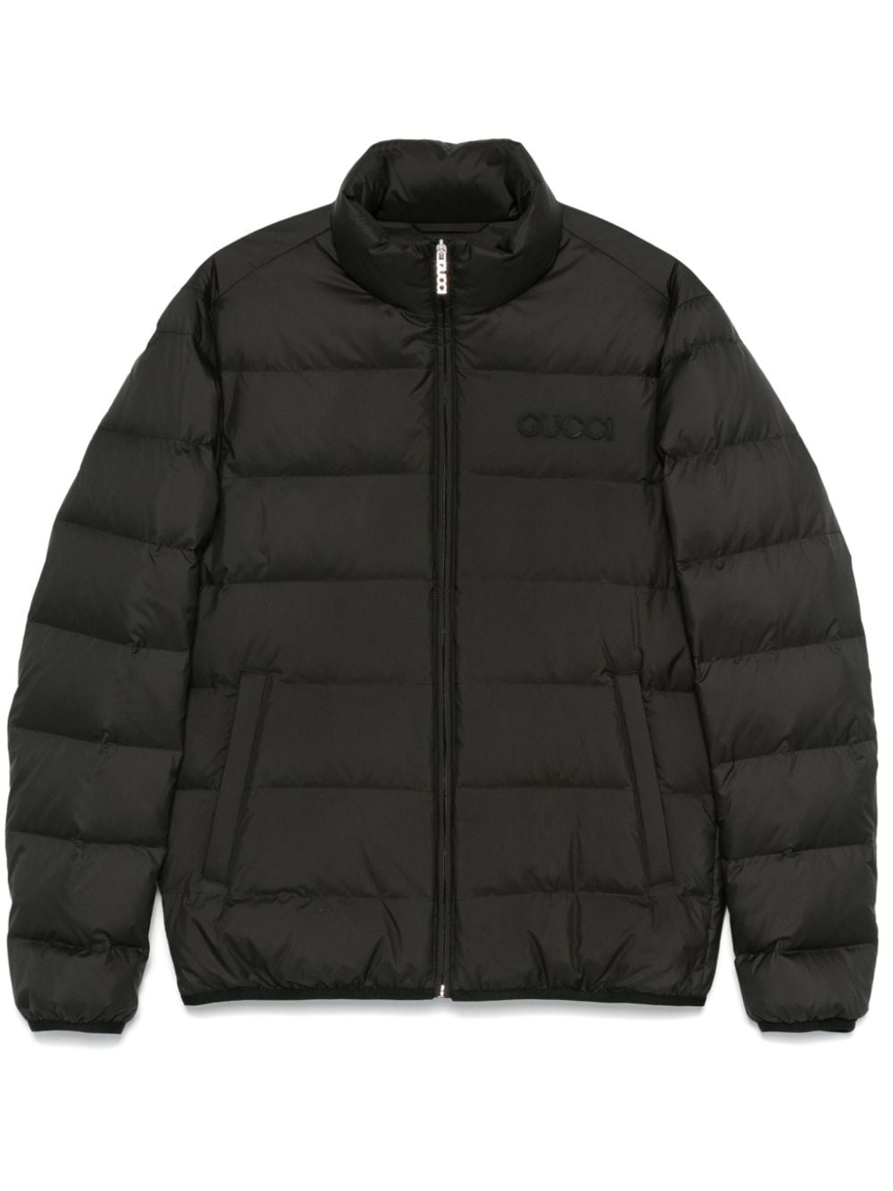 logo-embroidered puffer jacket - 1