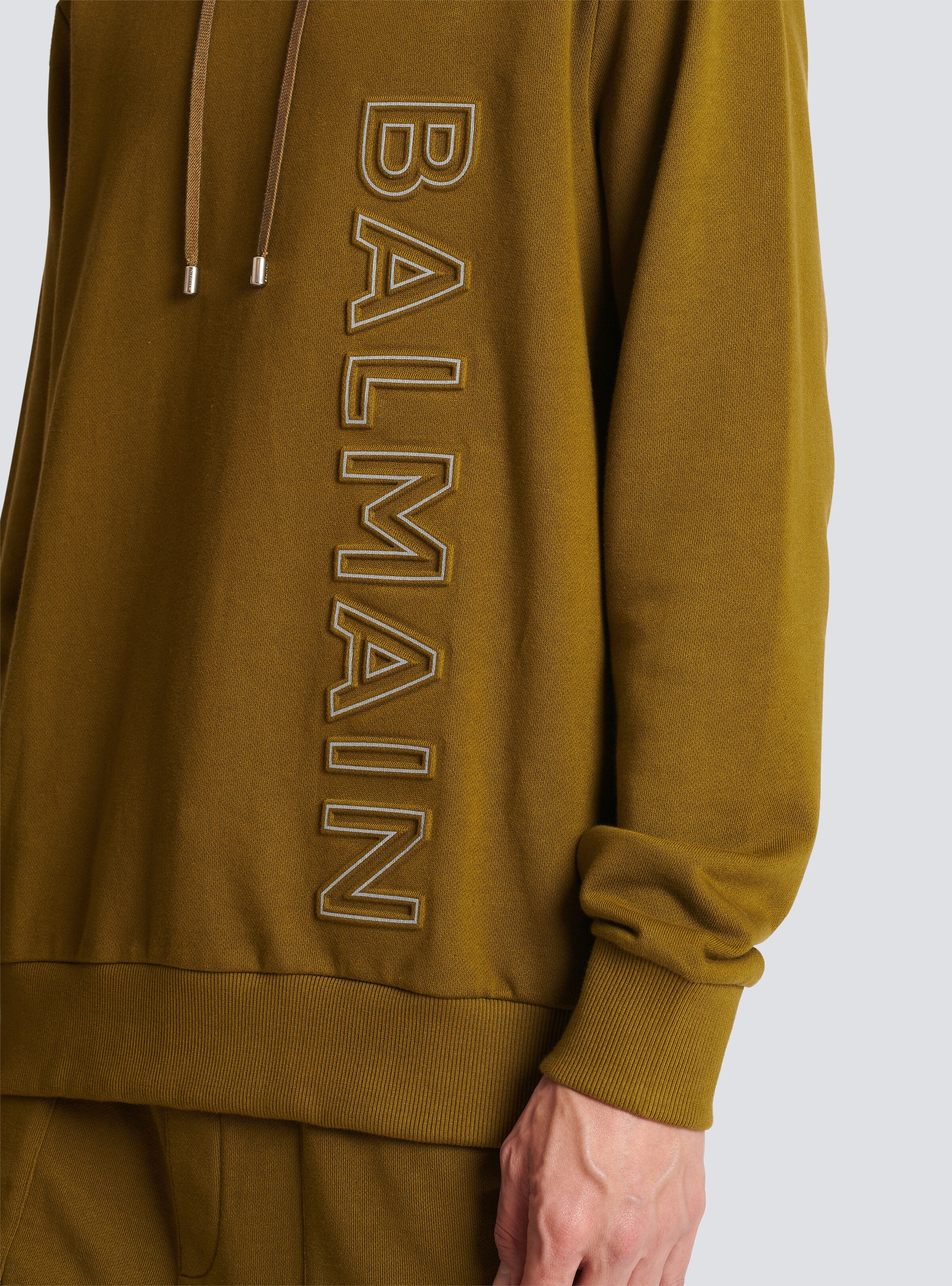 Hoodie in eco-responsible cotton with reflective Balmain logo - 2