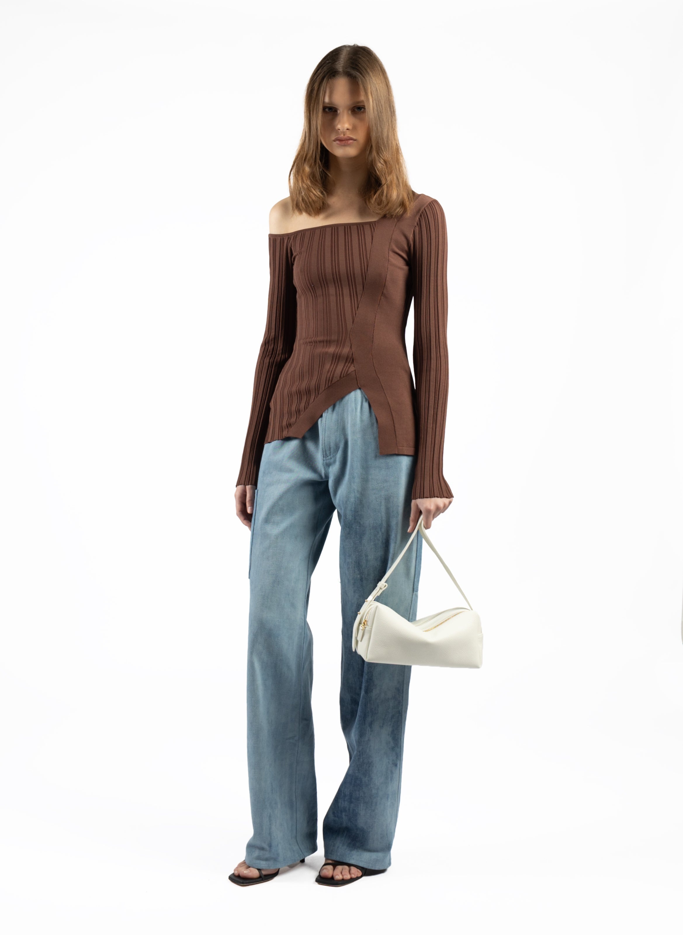 Asymmetric Fitted Jumper Brown - 3