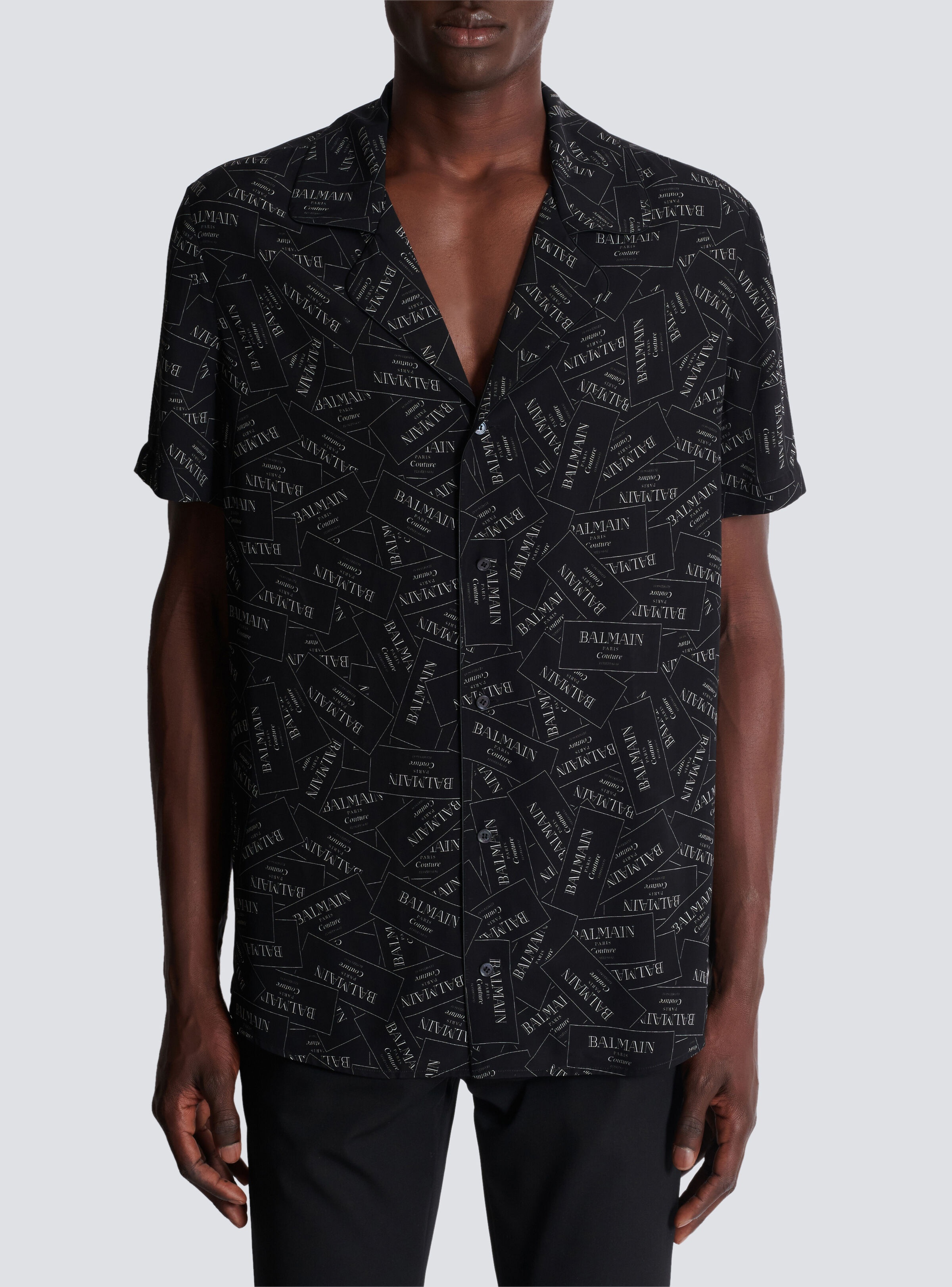 Pyjama shirt with all-over Balmain label print - 5