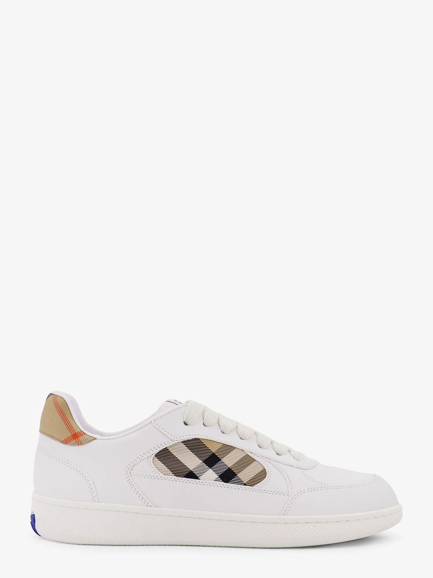 Burberry Low-Top Leather Sneakers With Check Inserts - 1
