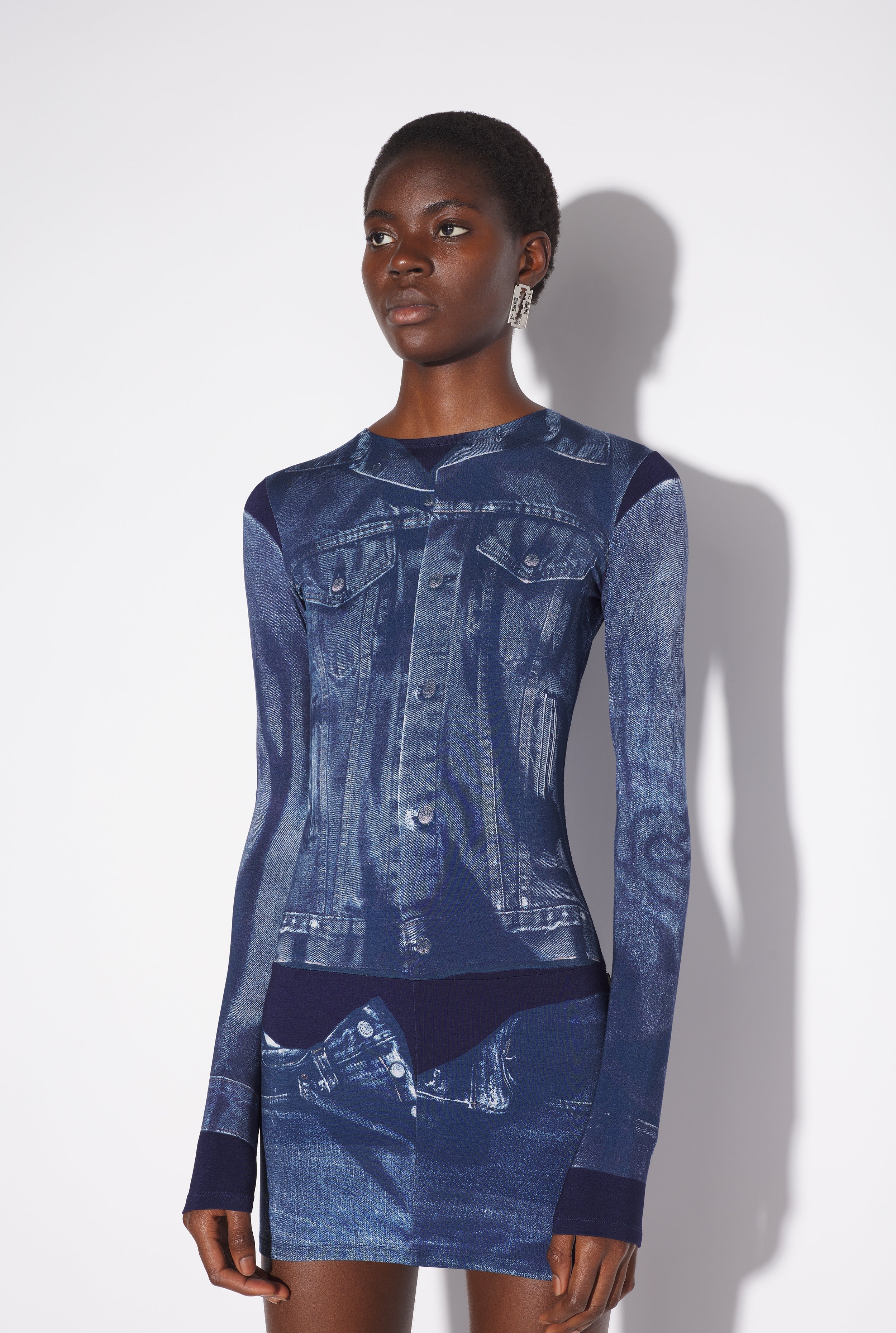 THE SHORT BLUE DENIM TROMPE L’OEIL DRESS - 3