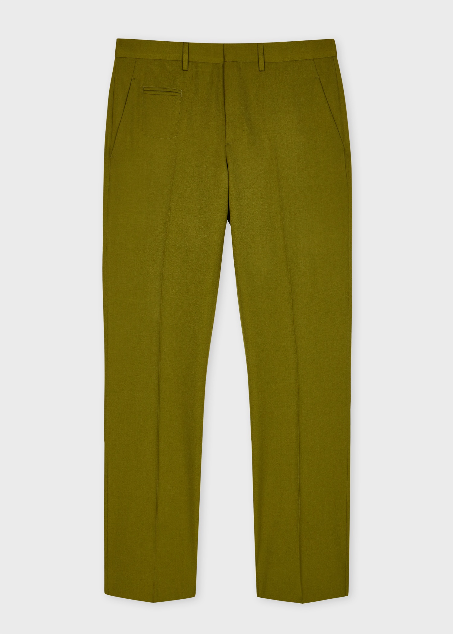 Slim Straight-Fit Chartreuse Wool Gabardine Trousers - 1