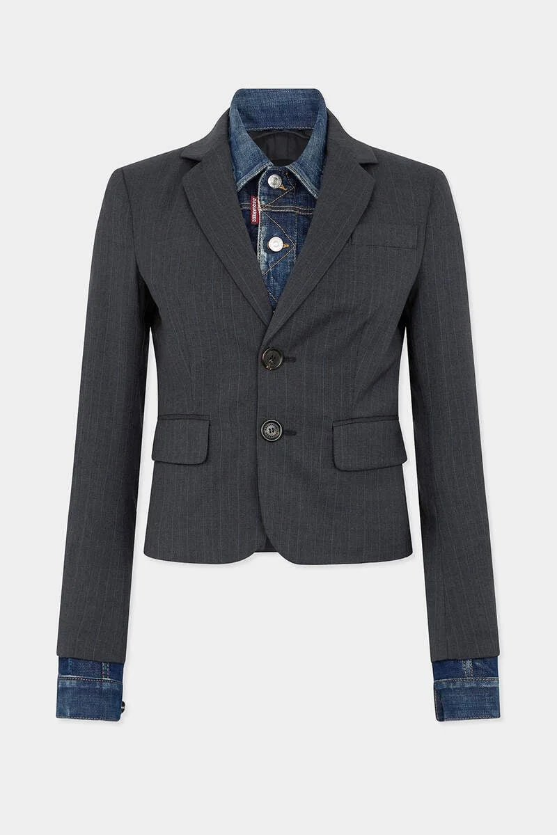 DARK WASH HYBRID DENIM TAILOR JACKET - 1