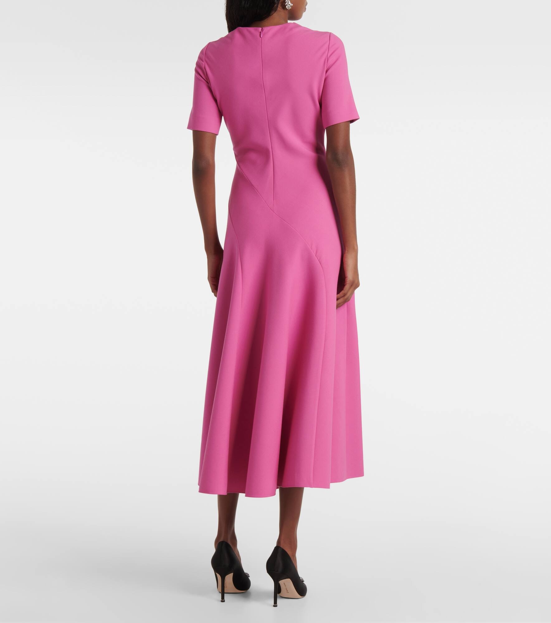 Draped wool-blend midi dress - 3