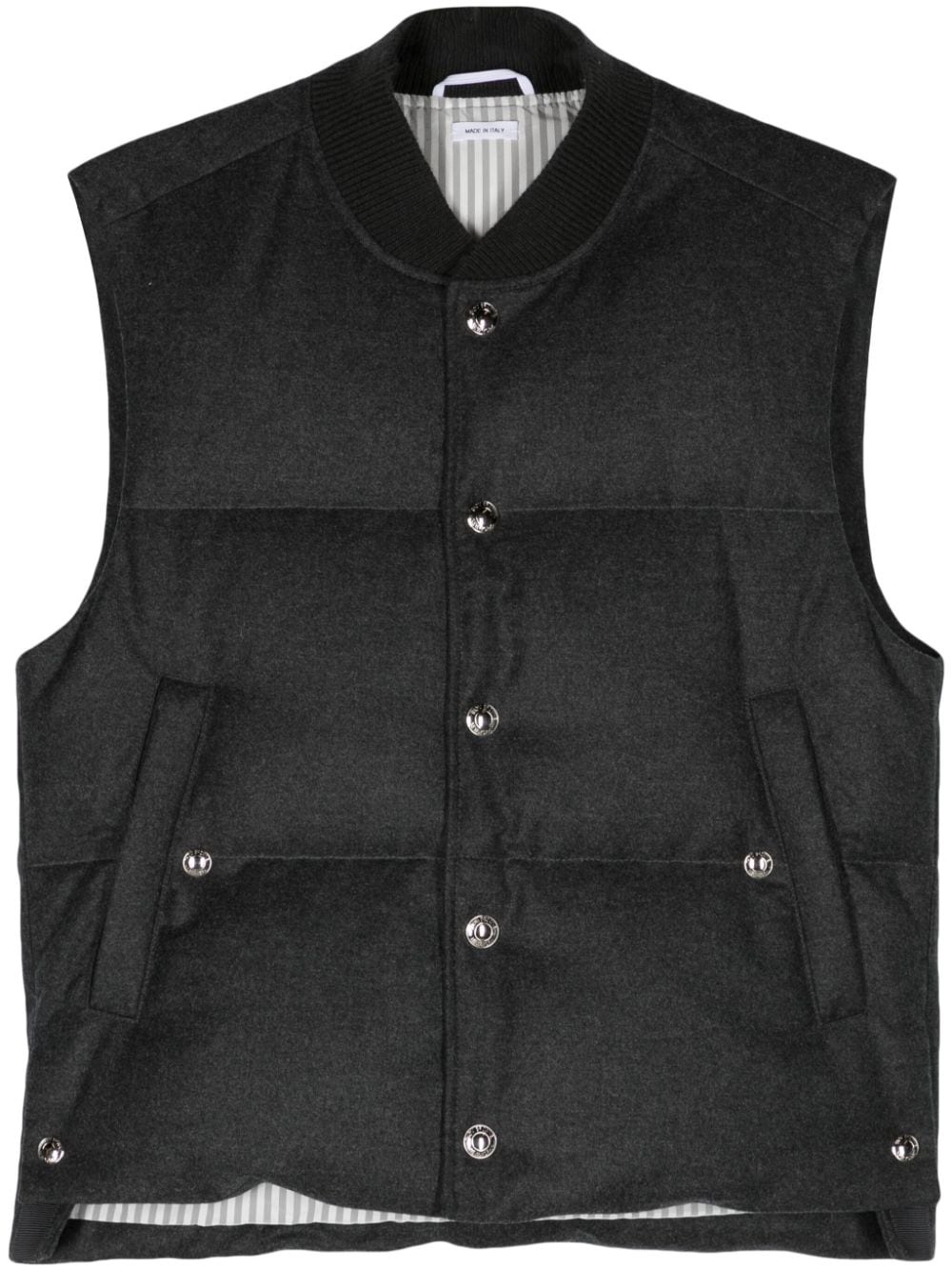 baseball-collar virgin wool gilet - 1