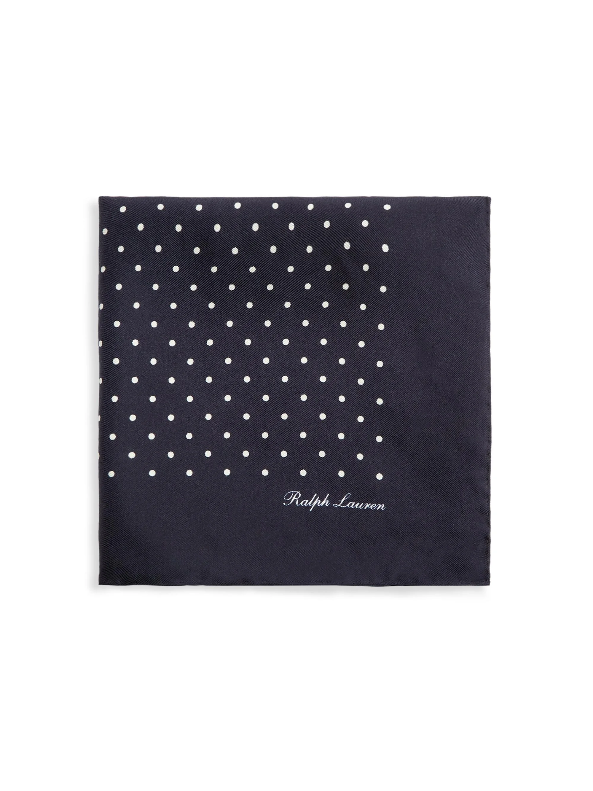 Men's Polka Dot Silk Pocket Square - Navy - 1