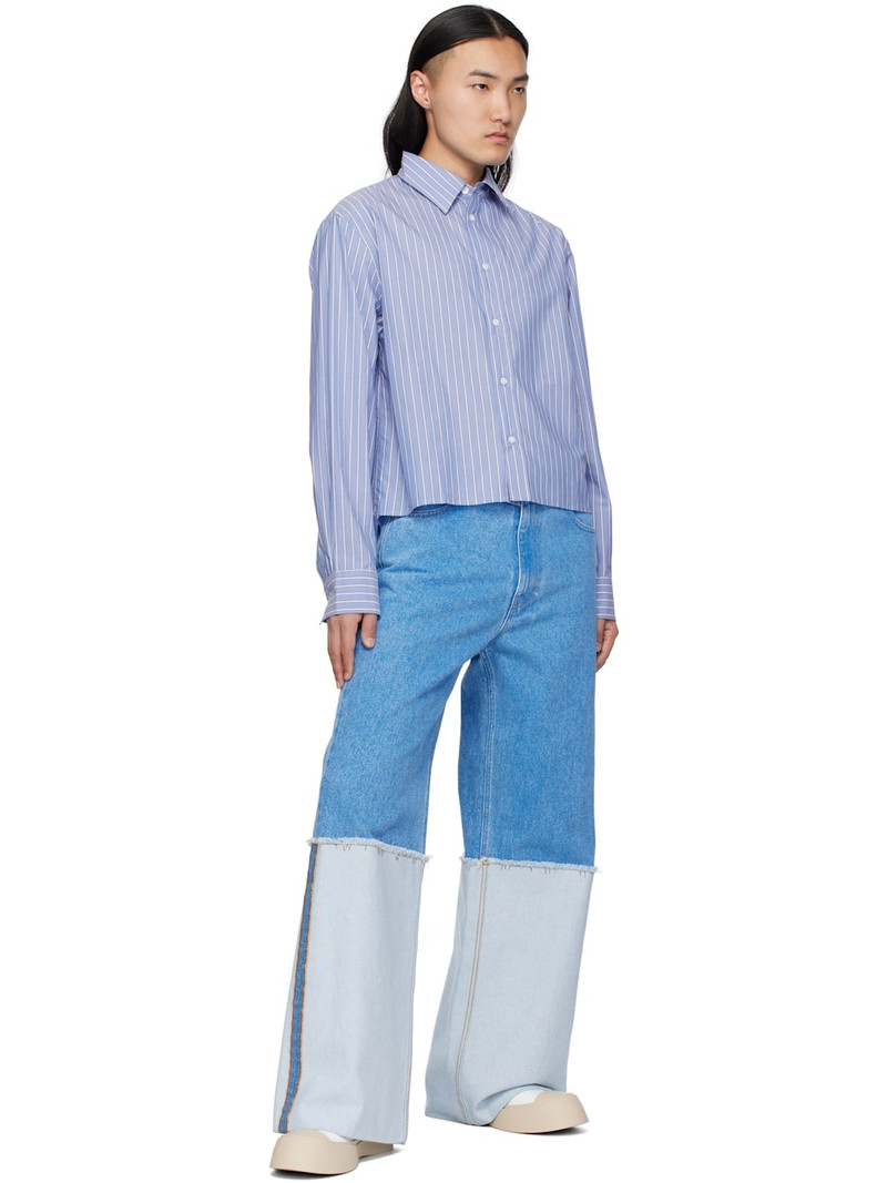 Marni Blue & Off-White Poplin Stripe Long Sleeve Shirt outlook