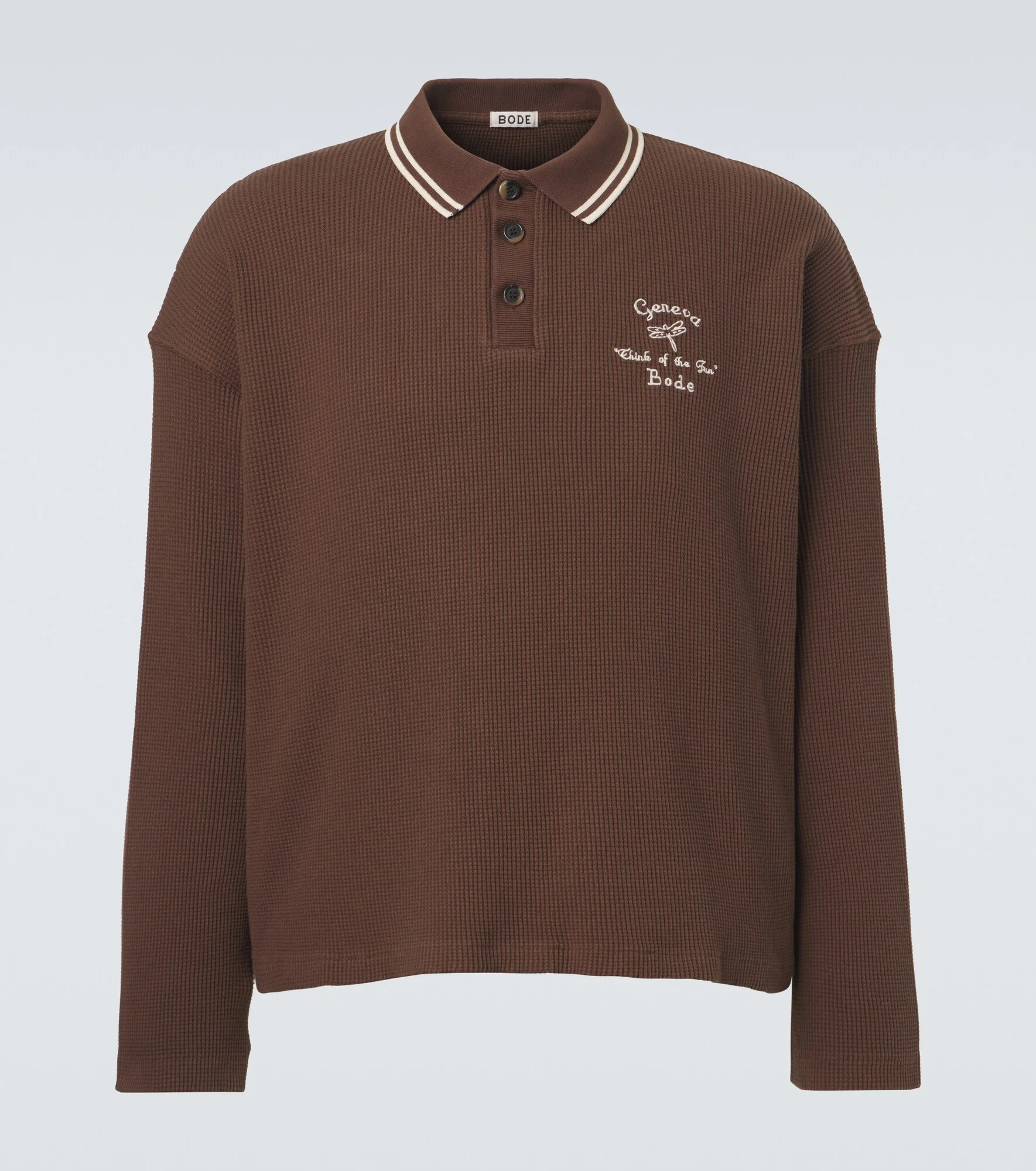 Geneva waffle-knit cotton polo sweater - 1