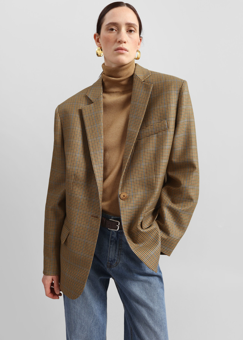 Lyra Oversized Houndstooth Blazer - Camel 5