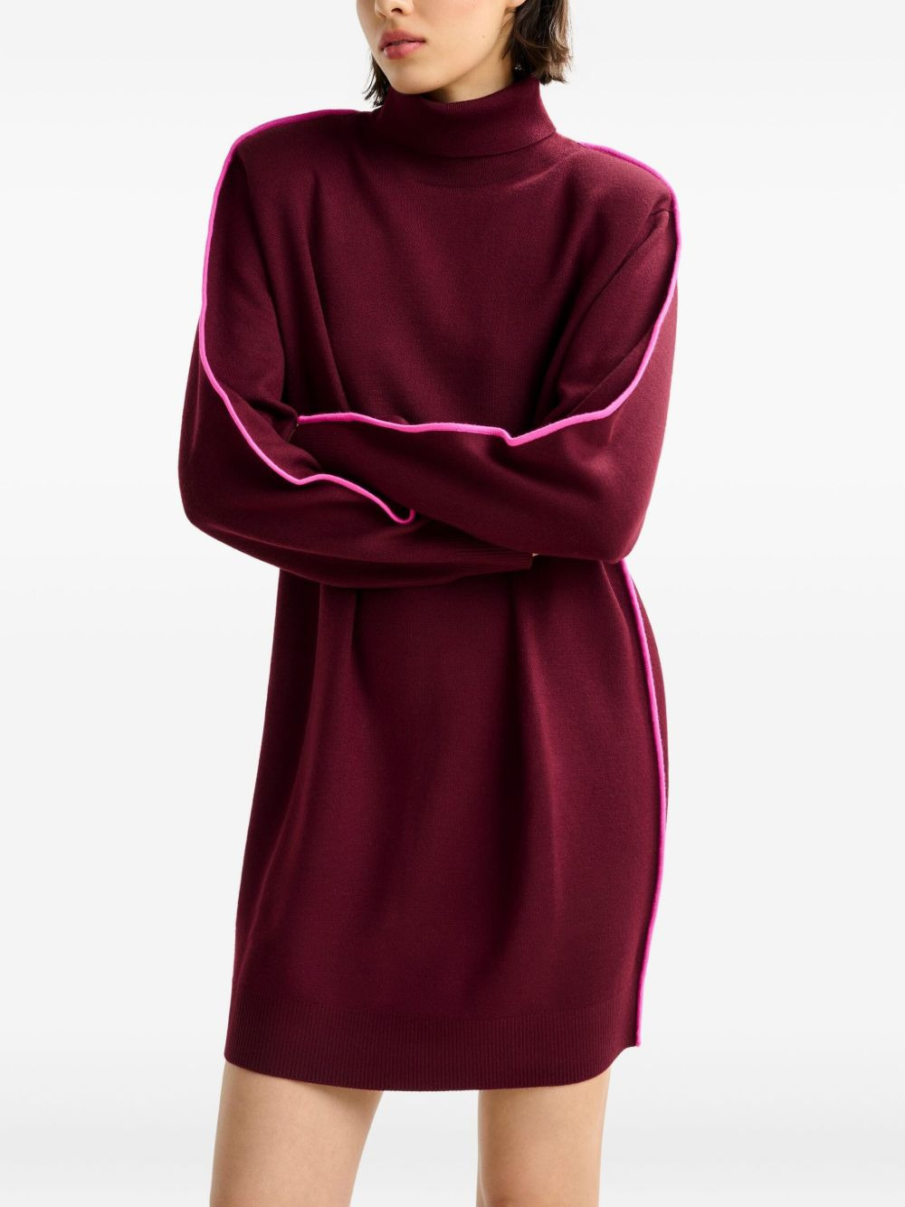 stripe-detail turtleneck mini dress - 5