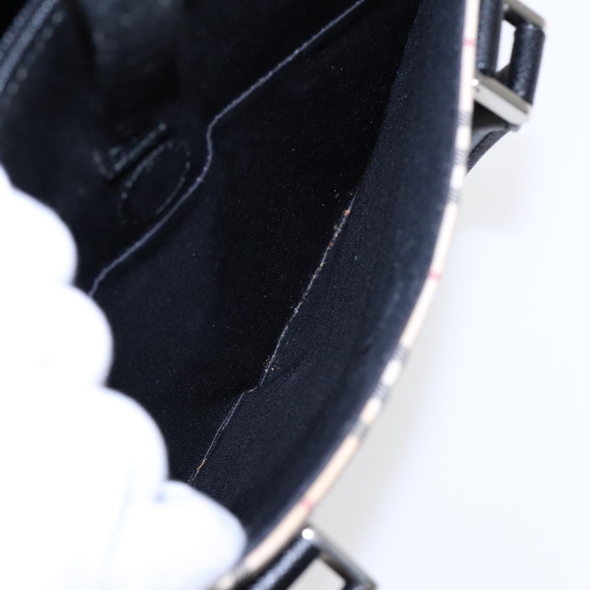 Burberry Nova Check Hand Bag Canvas Beige Black - 12
