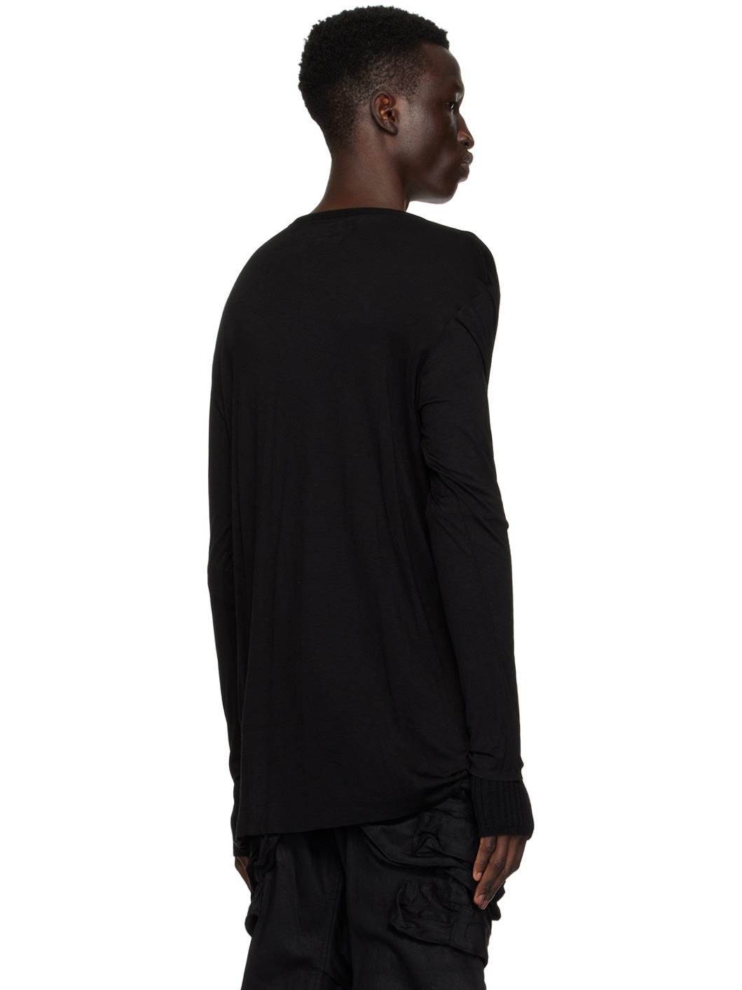 Black Drape Long Sleeve T-Shirt - 3