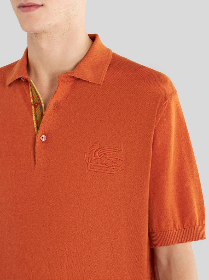 Etro CASHMERE AND COTTON POLO SHIRT WITH LOGO outlook