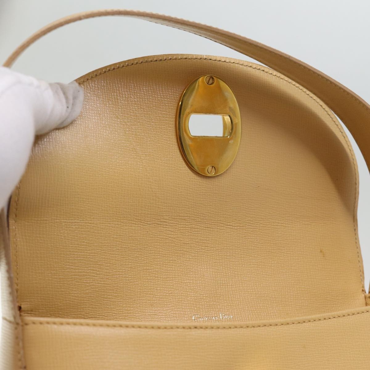 DIOR Hand Bag Leather Beige - 11