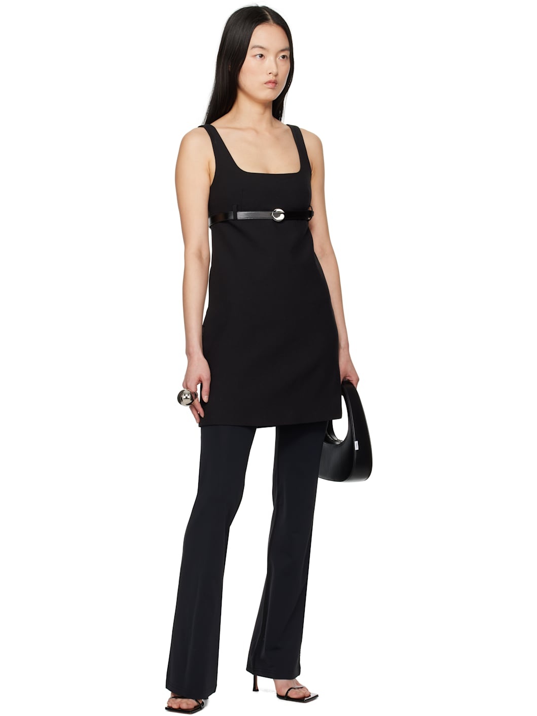 Black Belted Tailored Minidress - 5