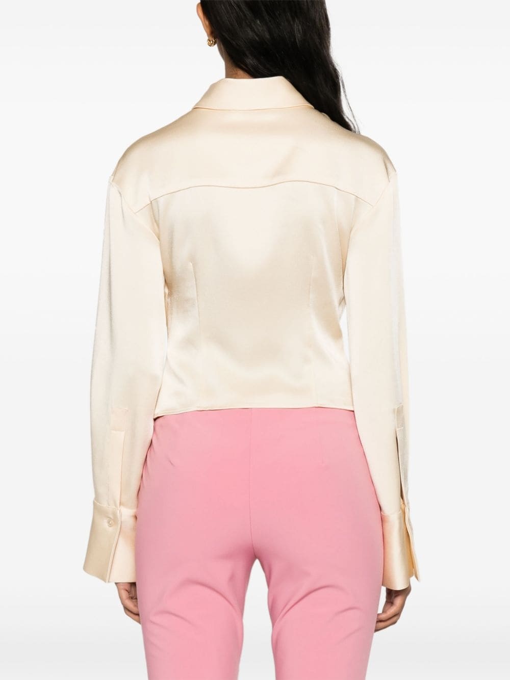 Angora draped satin shirt - 4