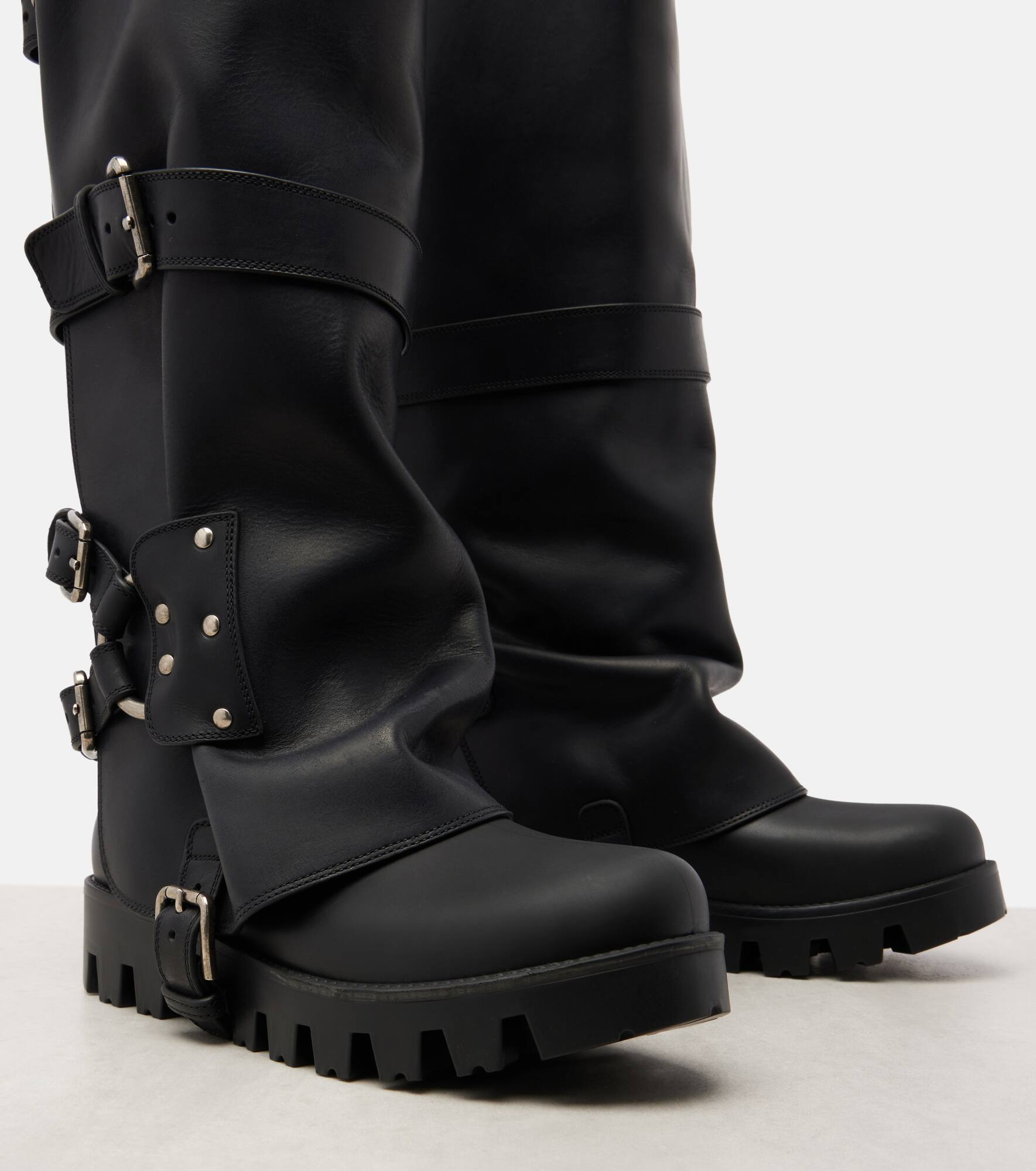 Leather biker boots - 5