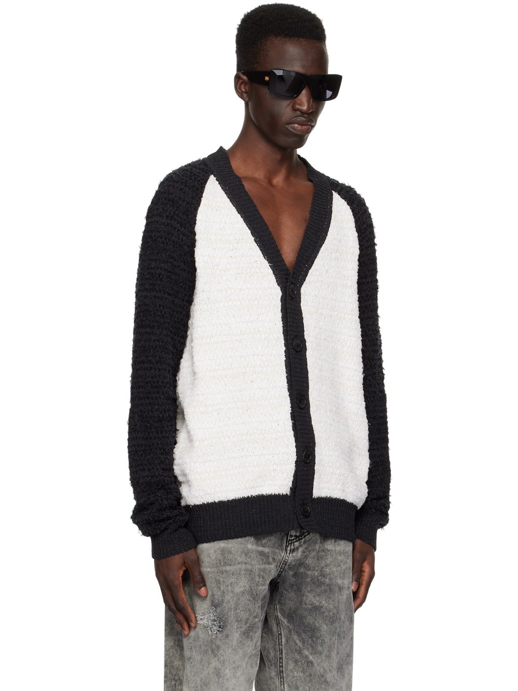 Off-White & Black Embroidered Cardigan - 2