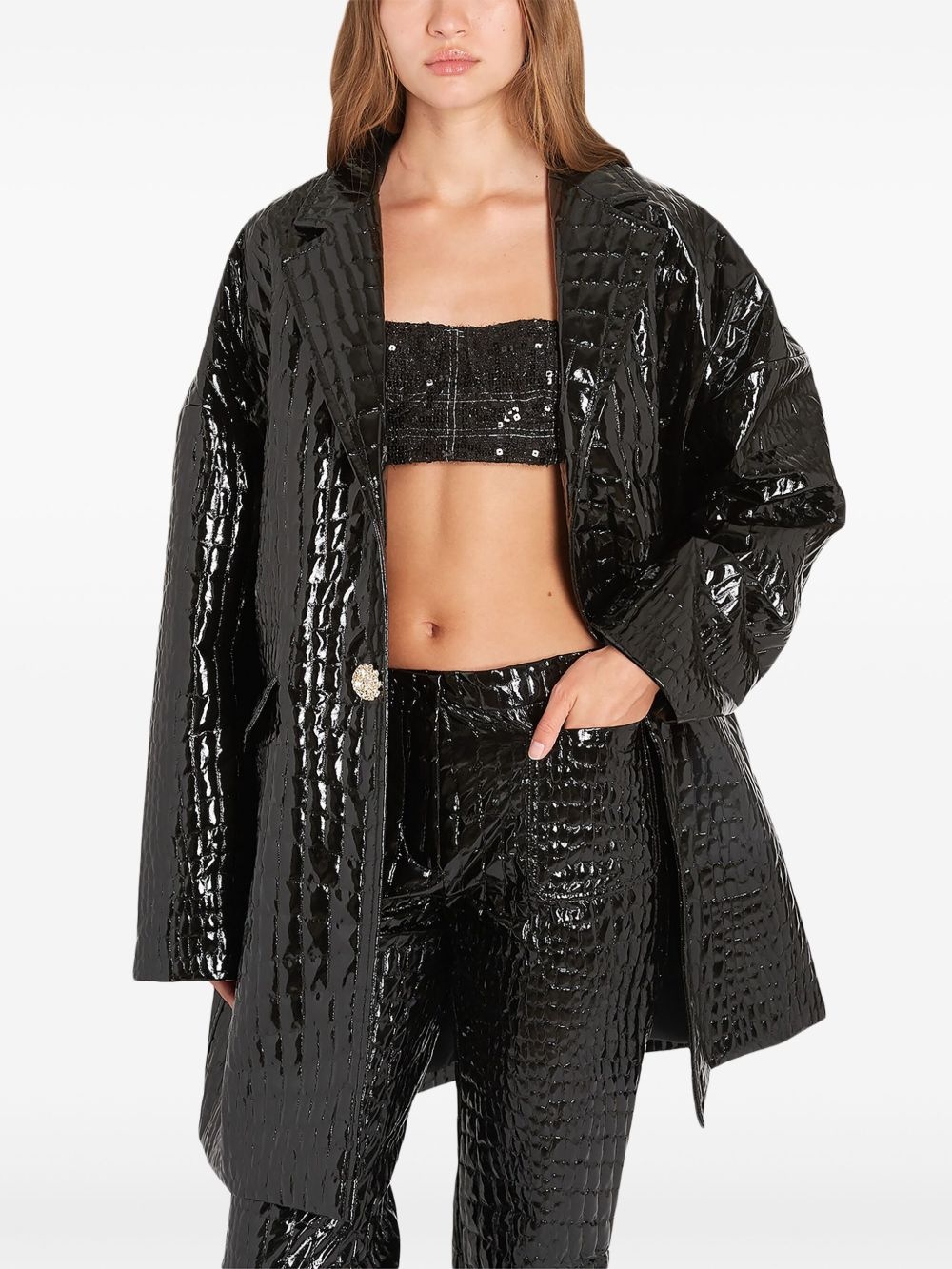 crocodile-embossed coat - 5