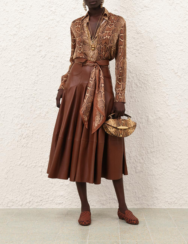 Zimmermann HYPNOTIC LEATHER MIDI SKIRT outlook