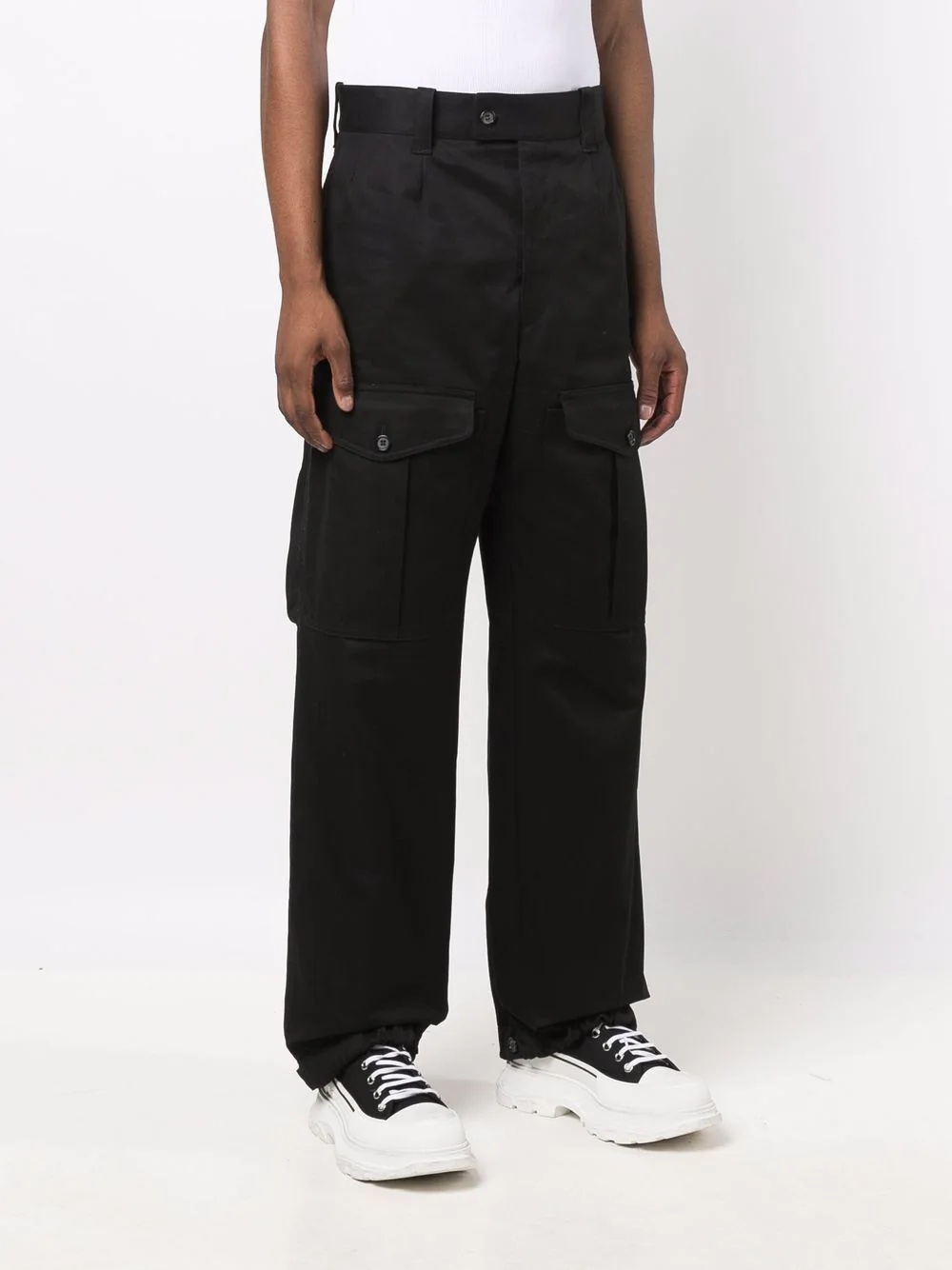 flap-pocket cotton trousers - 3