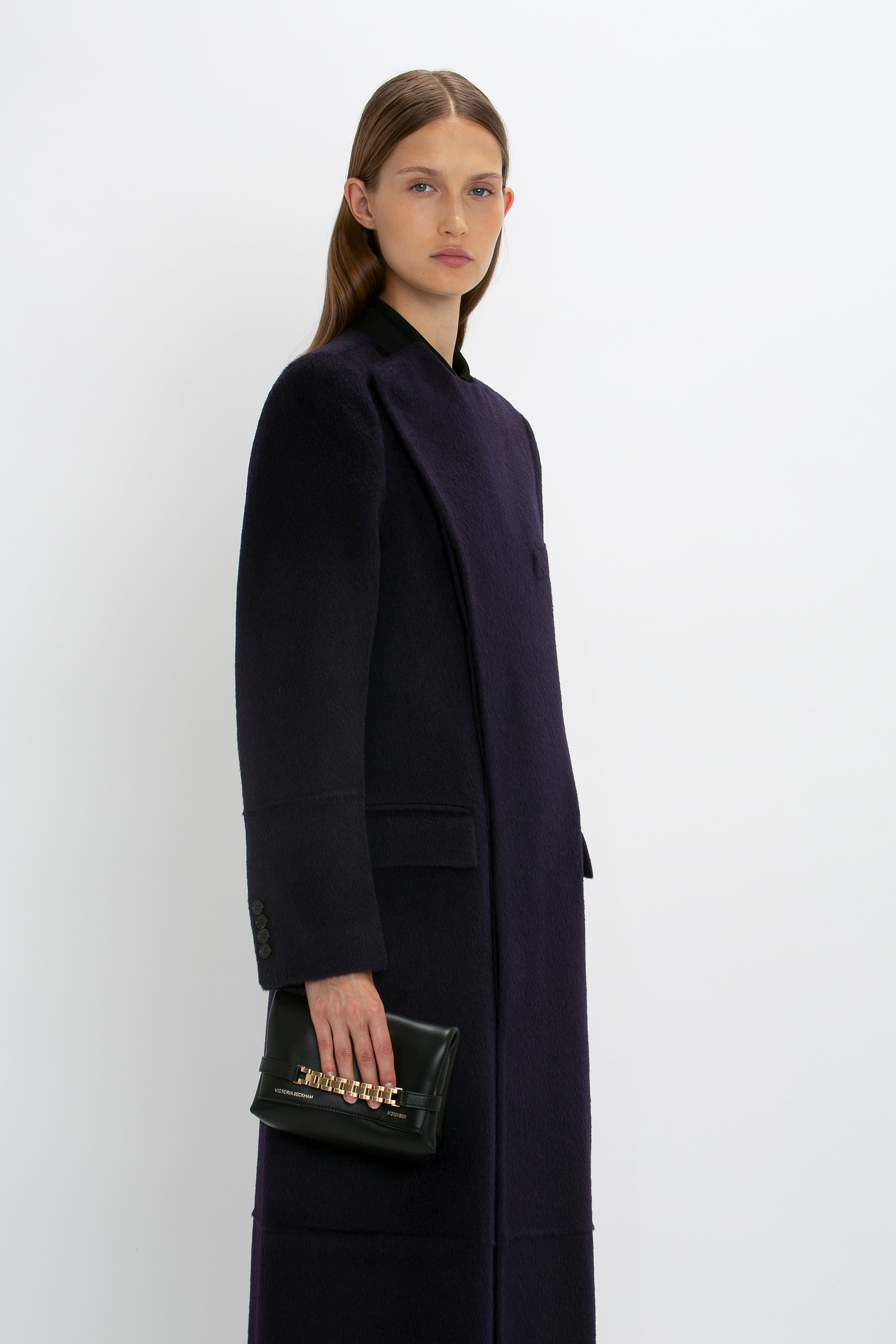 Wrap Front Coat In Blackberry - 7