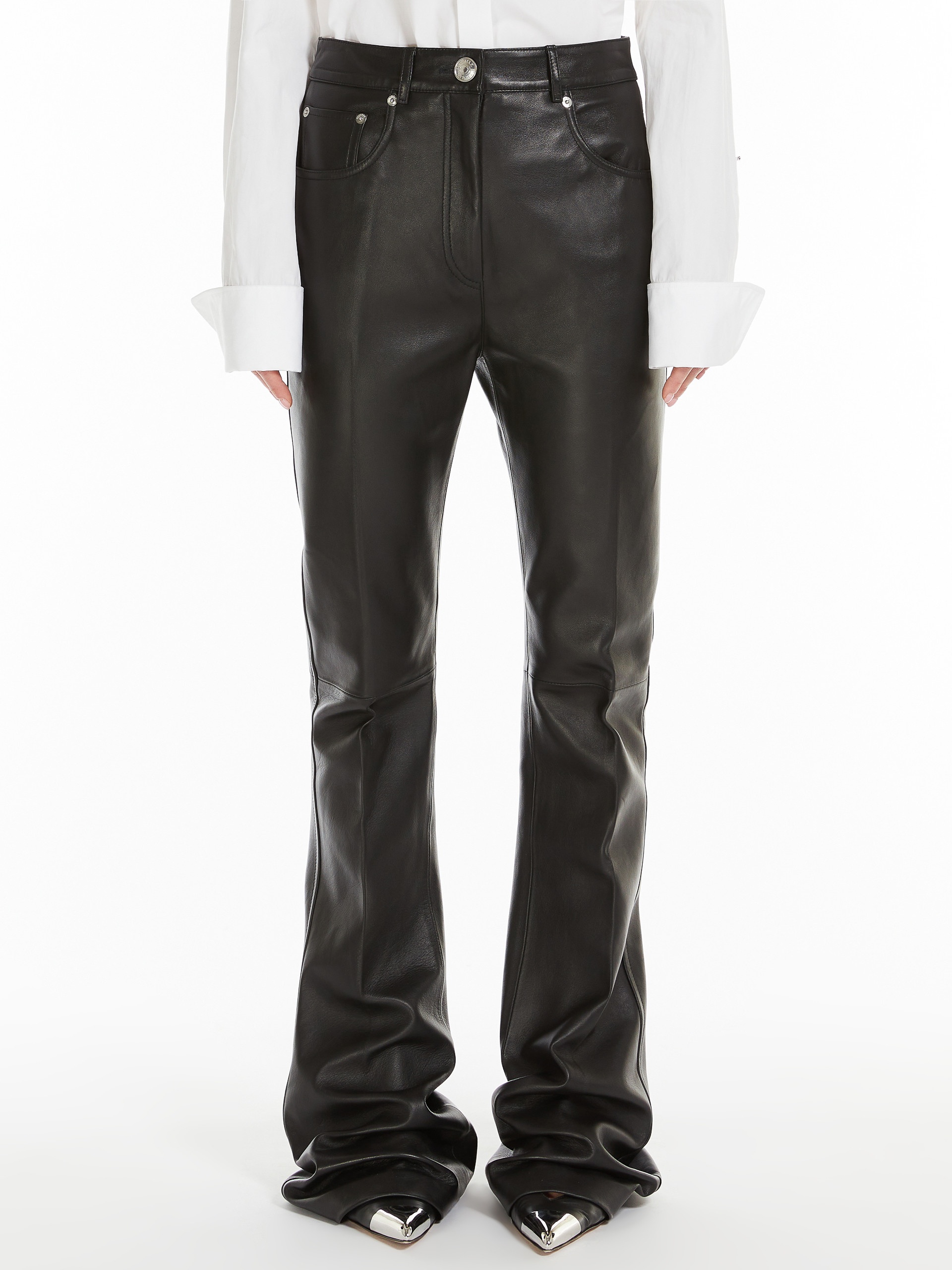 CANOA Flared 5-pocket Nappa leather trousers - 3