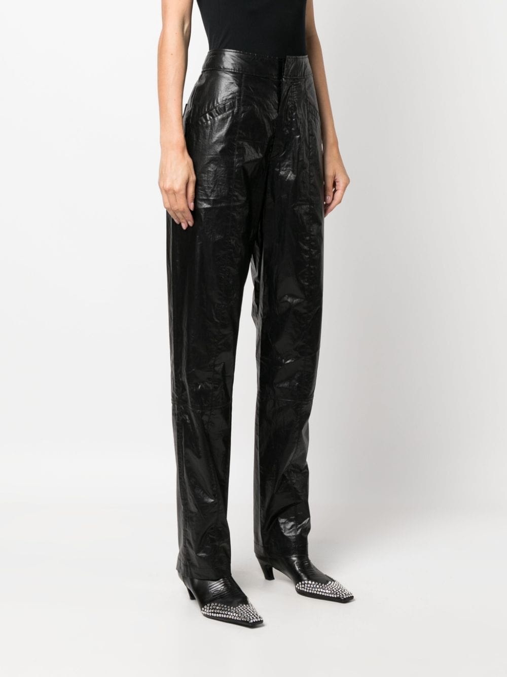 metallic-effect straight-leg trousers - 3
