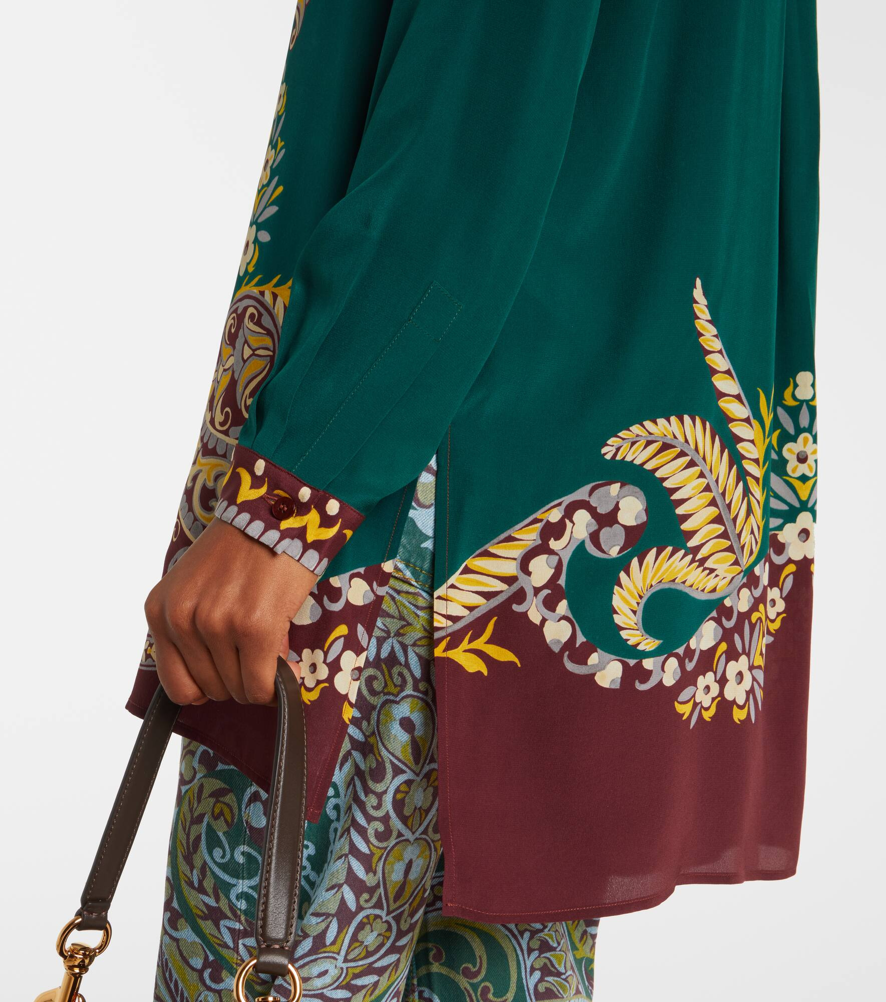 Printed oversized silk shirt - 5