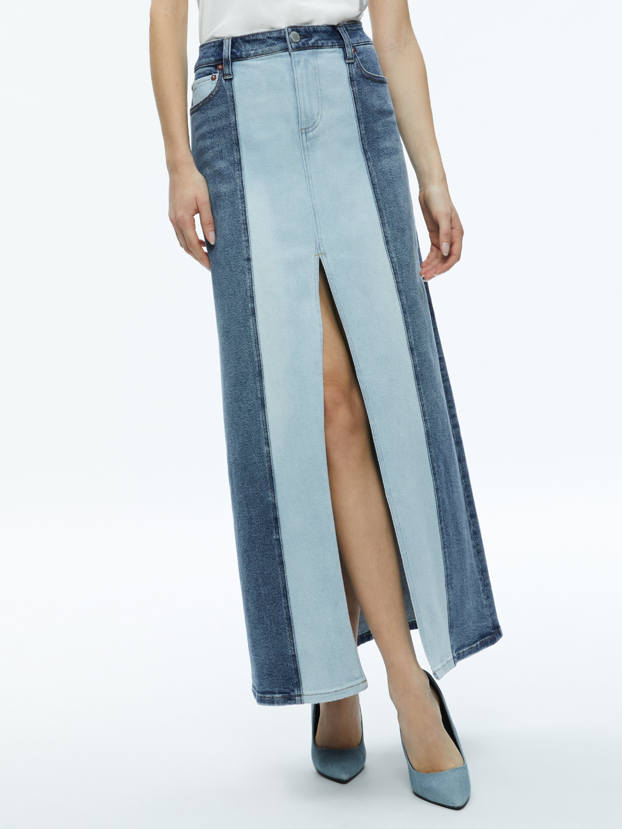 RYE DENIM TWO TONE MAXI SKIRT - 2