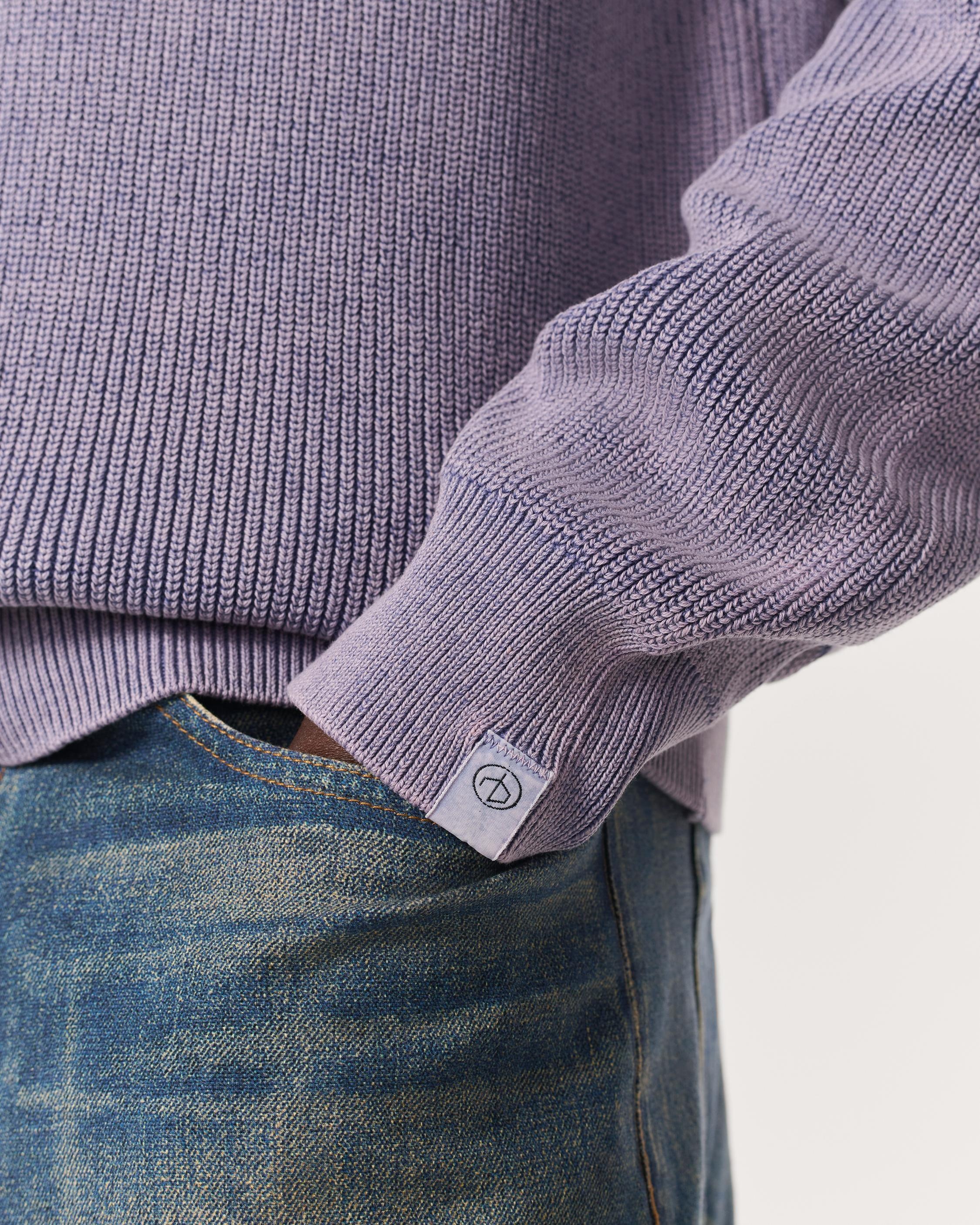 Acid-Wash Cotton-Blend Crewneck Sweater - 6