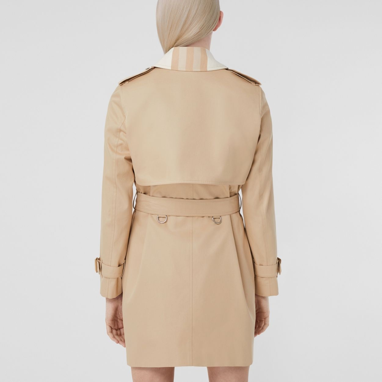 Check Panel Cotton Gabardine Trench Coat - 3