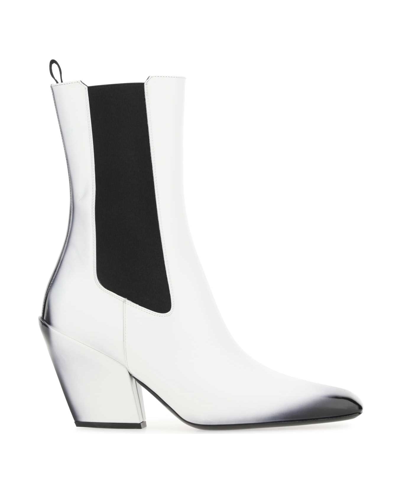 White Leather Ankle Boots - 1