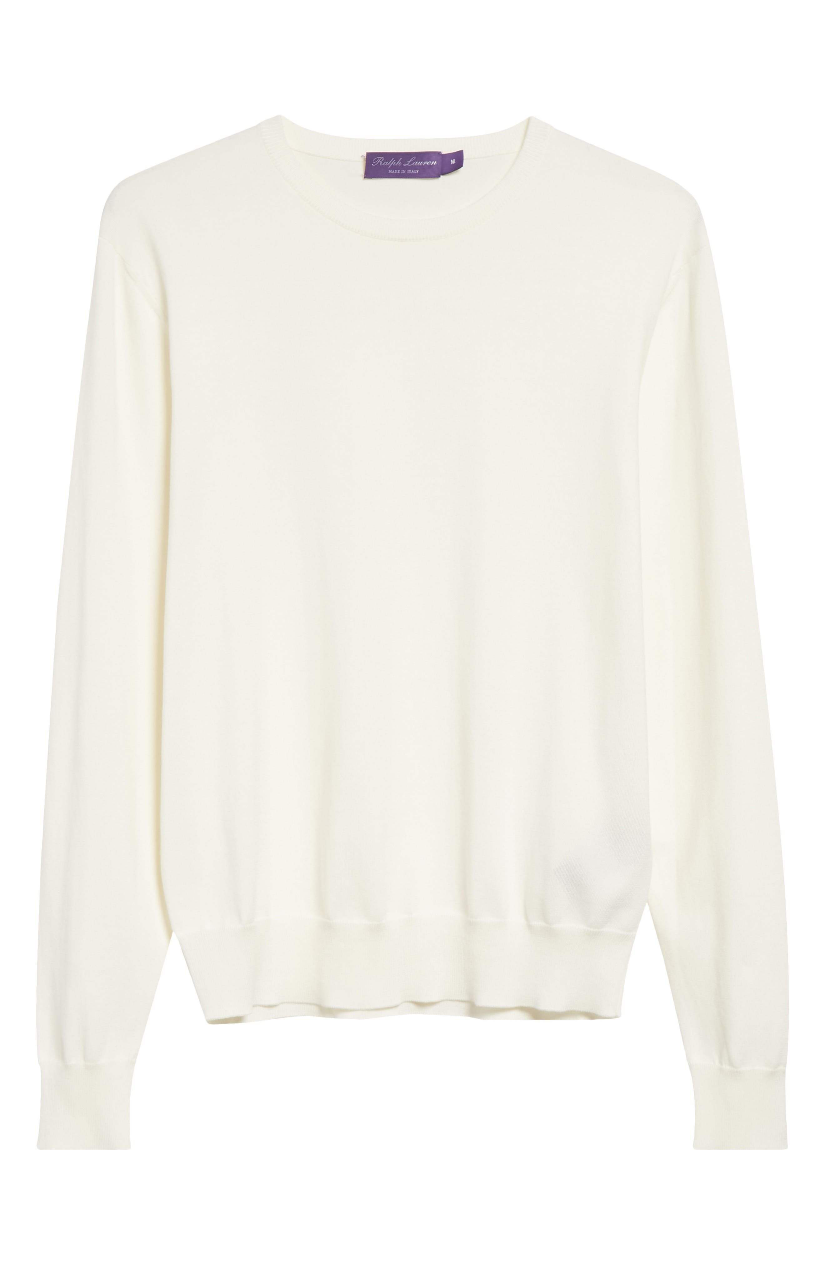 Ralph Lauren Purple Label Cotton Crewneck Sweater in Classic Cream at Nordstrom - 4