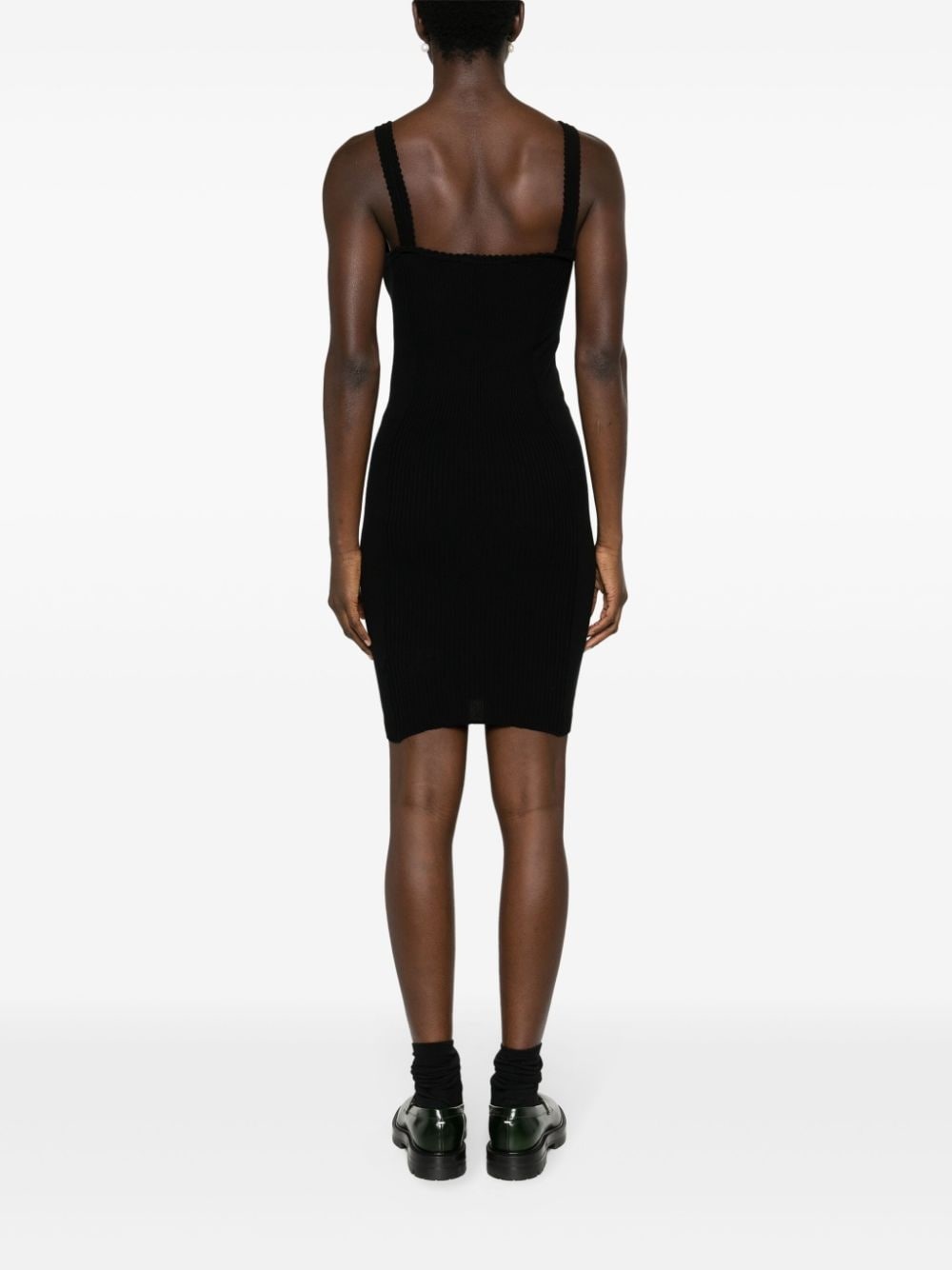 Orb logo-embroidered ribbed mini dress - 4