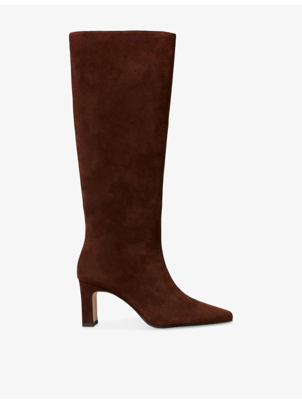 Pointed Suede Heeled Knee-High Boots - 1