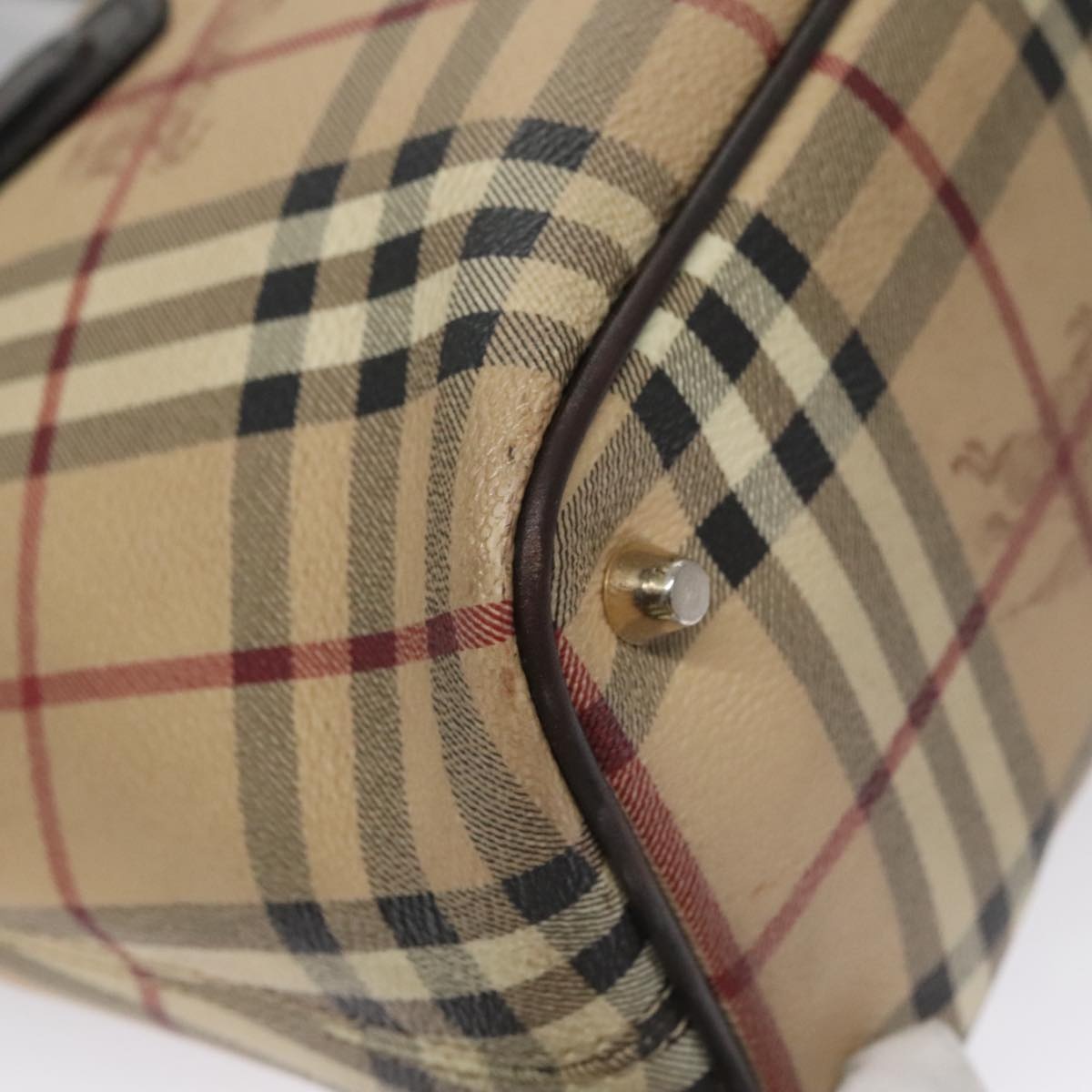 Burberry Nova Check Tote Bag Pvc Leather Beige - 14