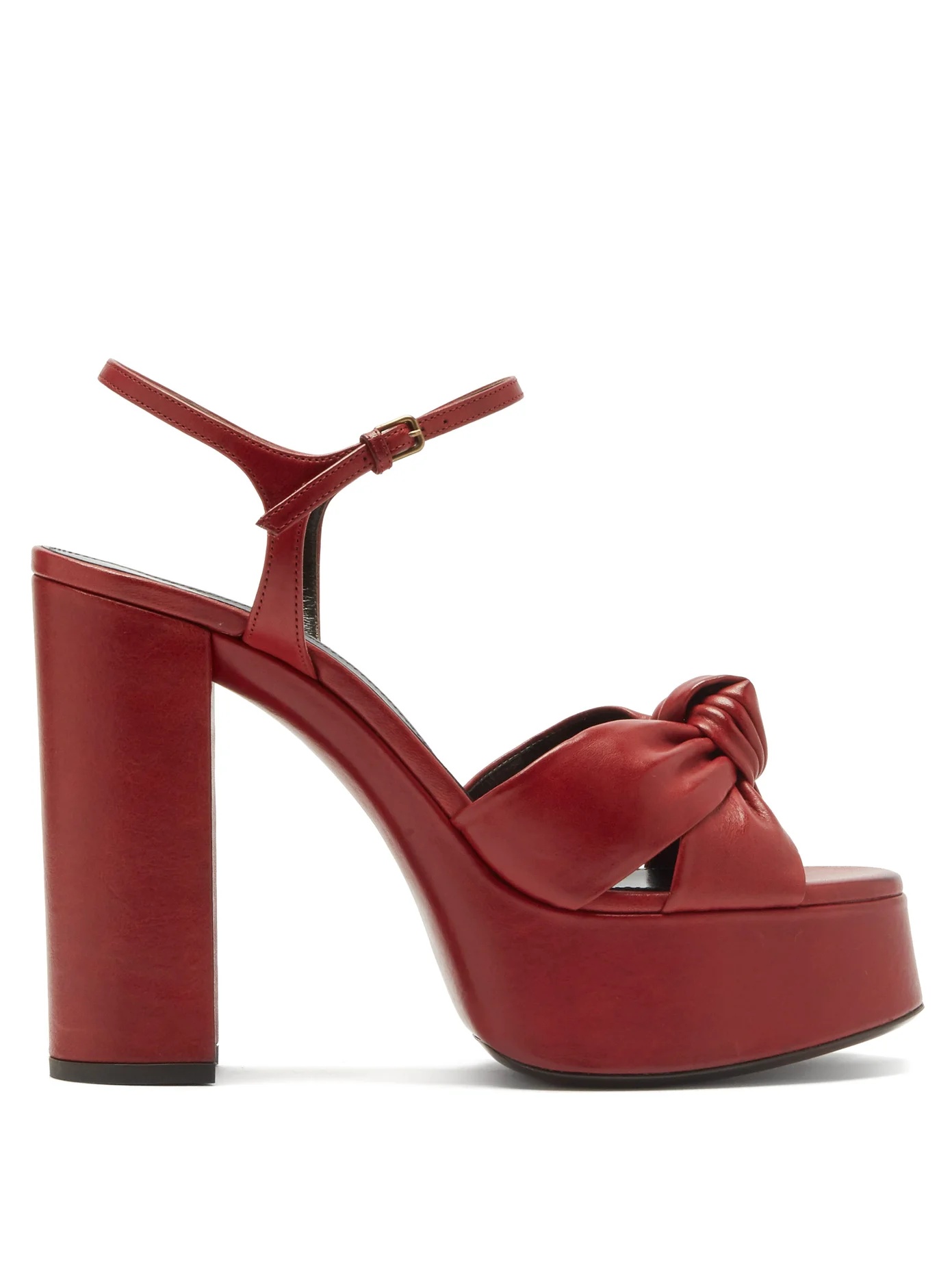 Bianca knotted leather platform sandals - 1