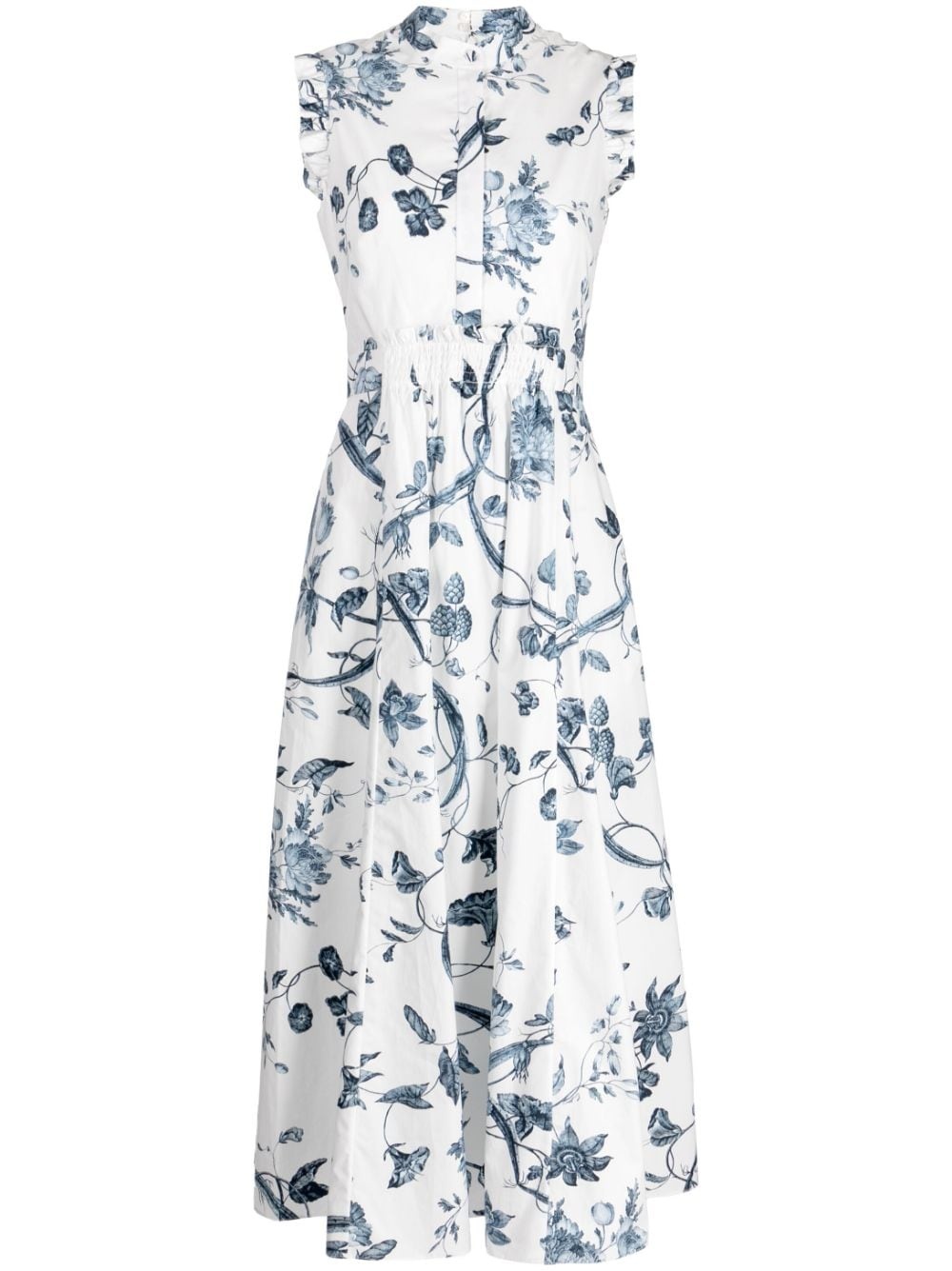 floral-print cotton midi dress - 1