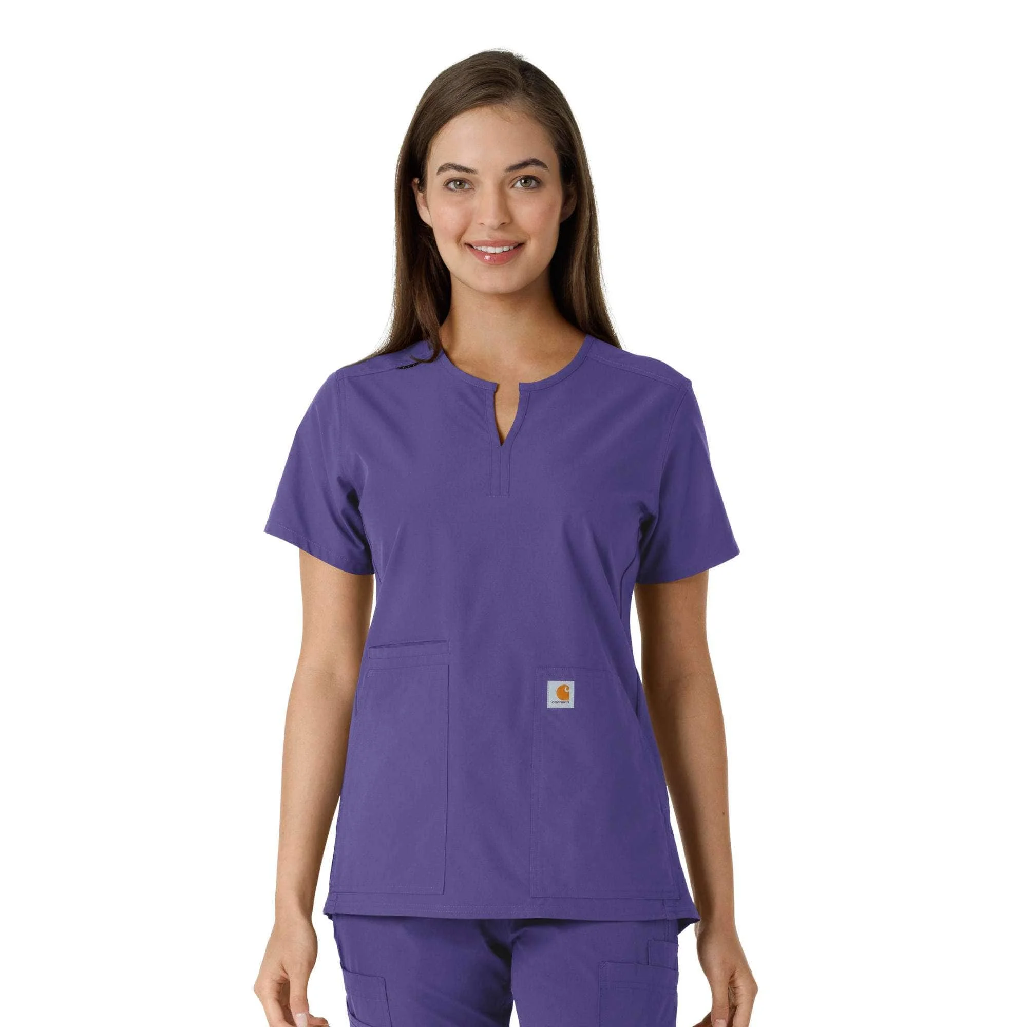 Women's Force Essentials Notch Neck Tunic Knit Panel Scrub Top - 1