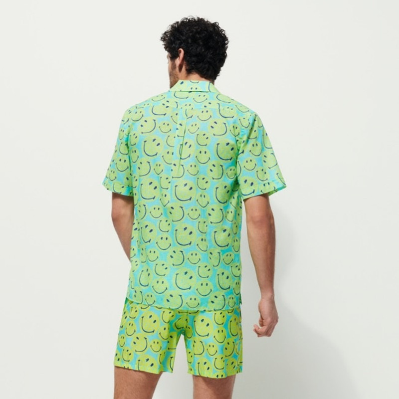 Men Bowling Shirt Linen and Cotton Turtles Smiley - Vilebrequin x Smiley® 4