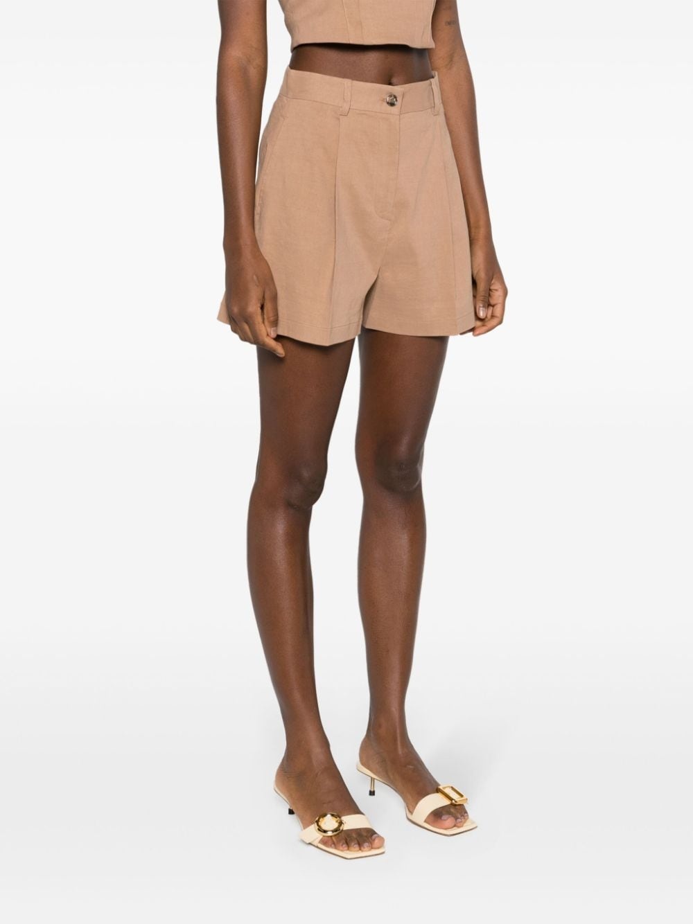 tailored linen-blend shorts - 3