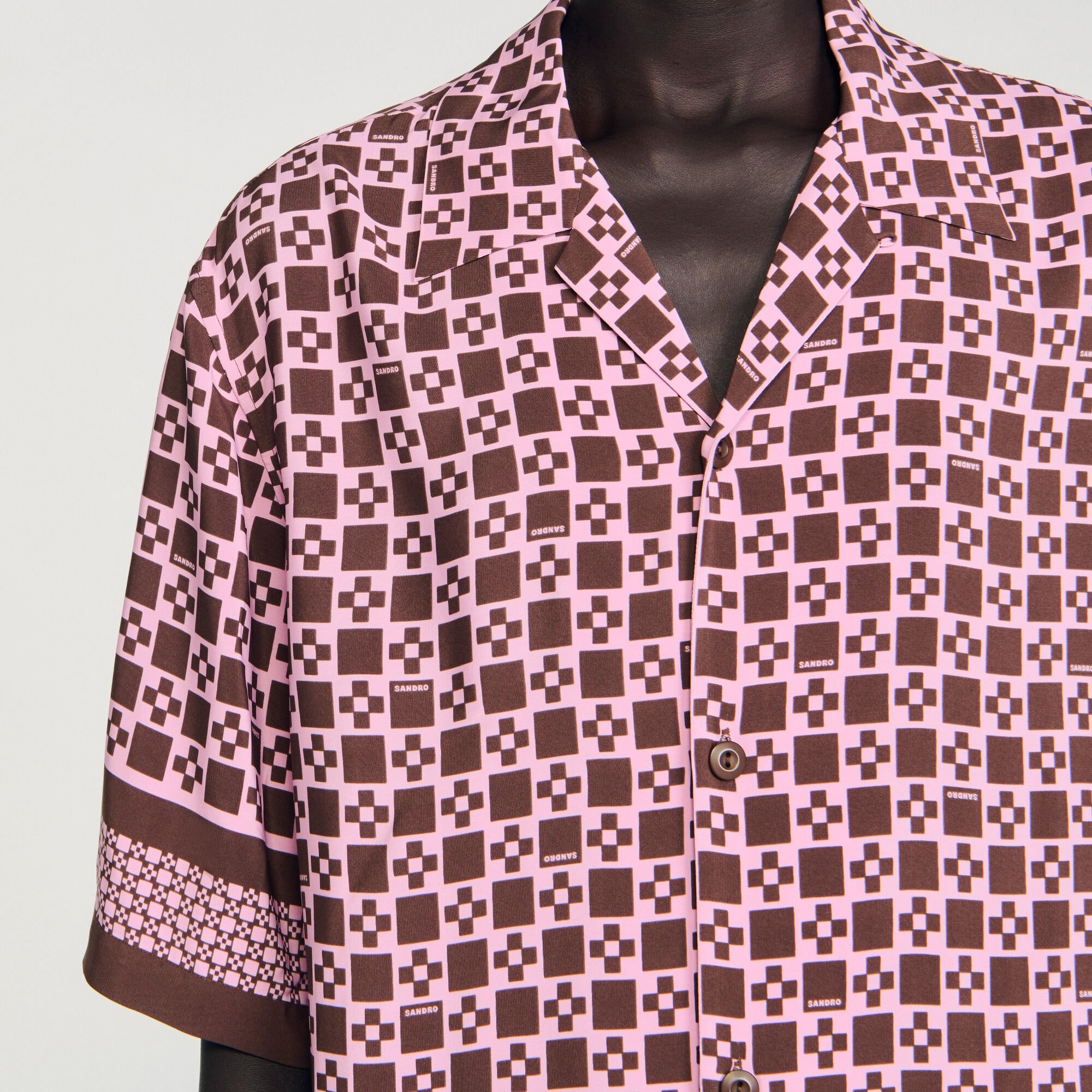 SQUARE CROSS MOTIF FLOWING SHIRT - 3