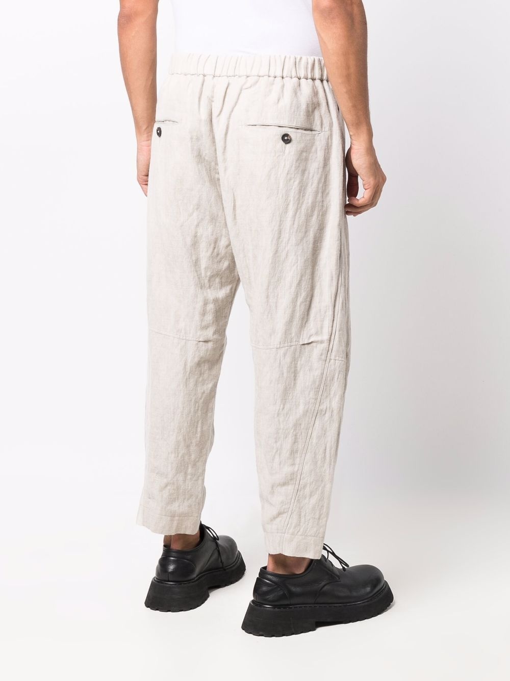 crinkled-effect drawstring tapered trousers - 4