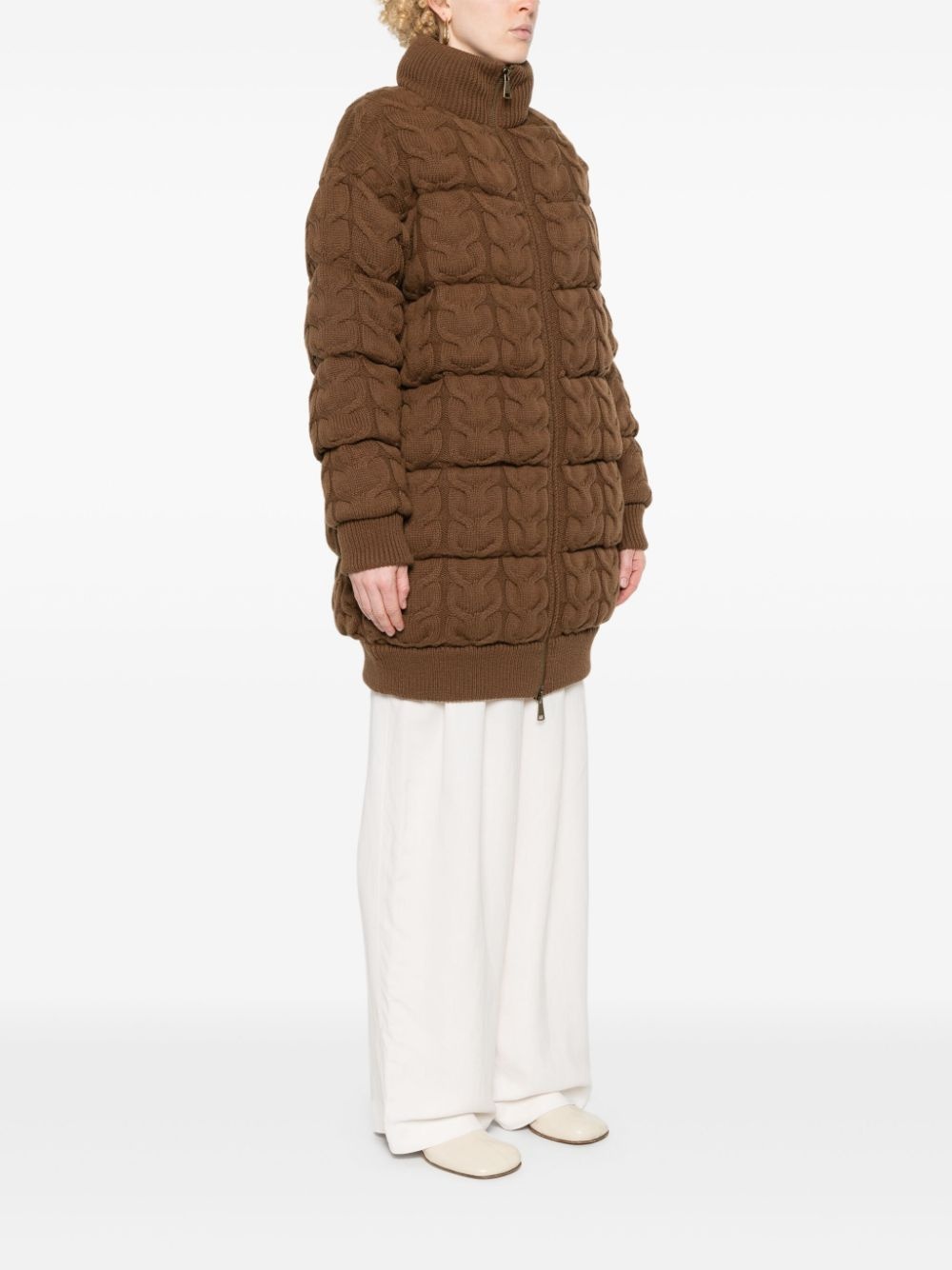 chunky-knit padded coat - 3