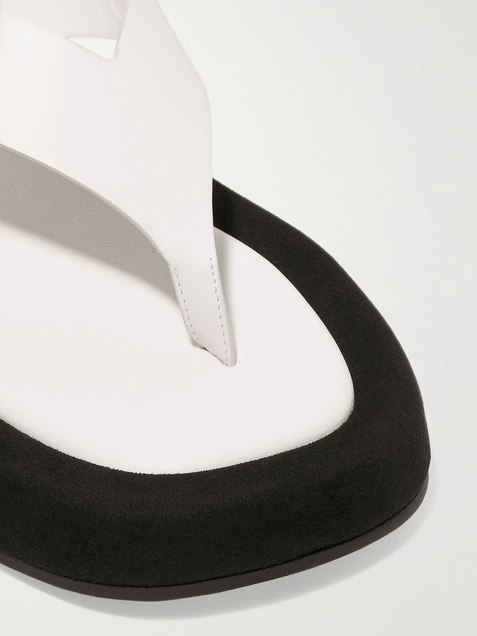Ginza two-tone leather and suede platform flip flops White - 4