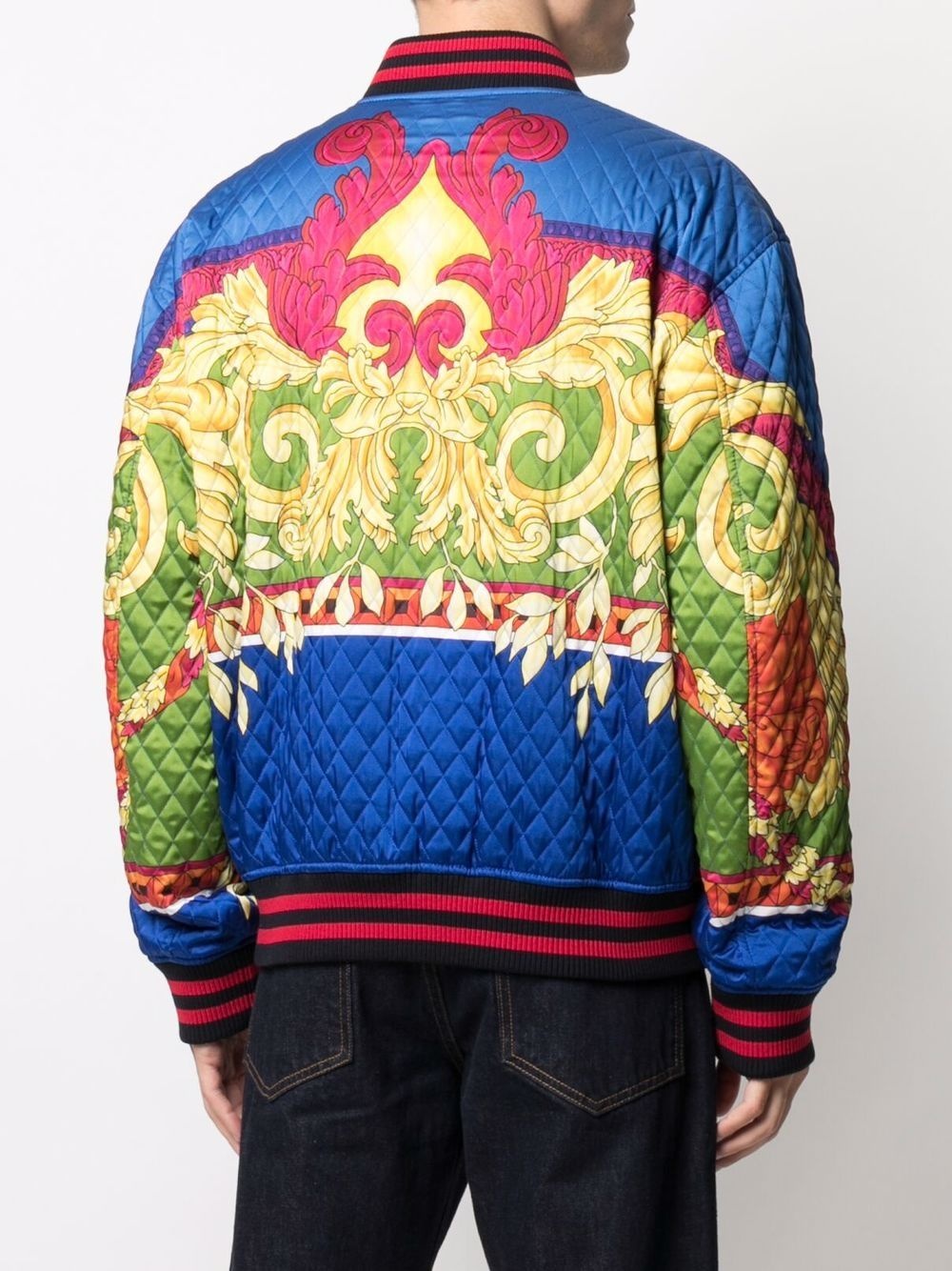 baroque-print quilted bomber jacket - 4